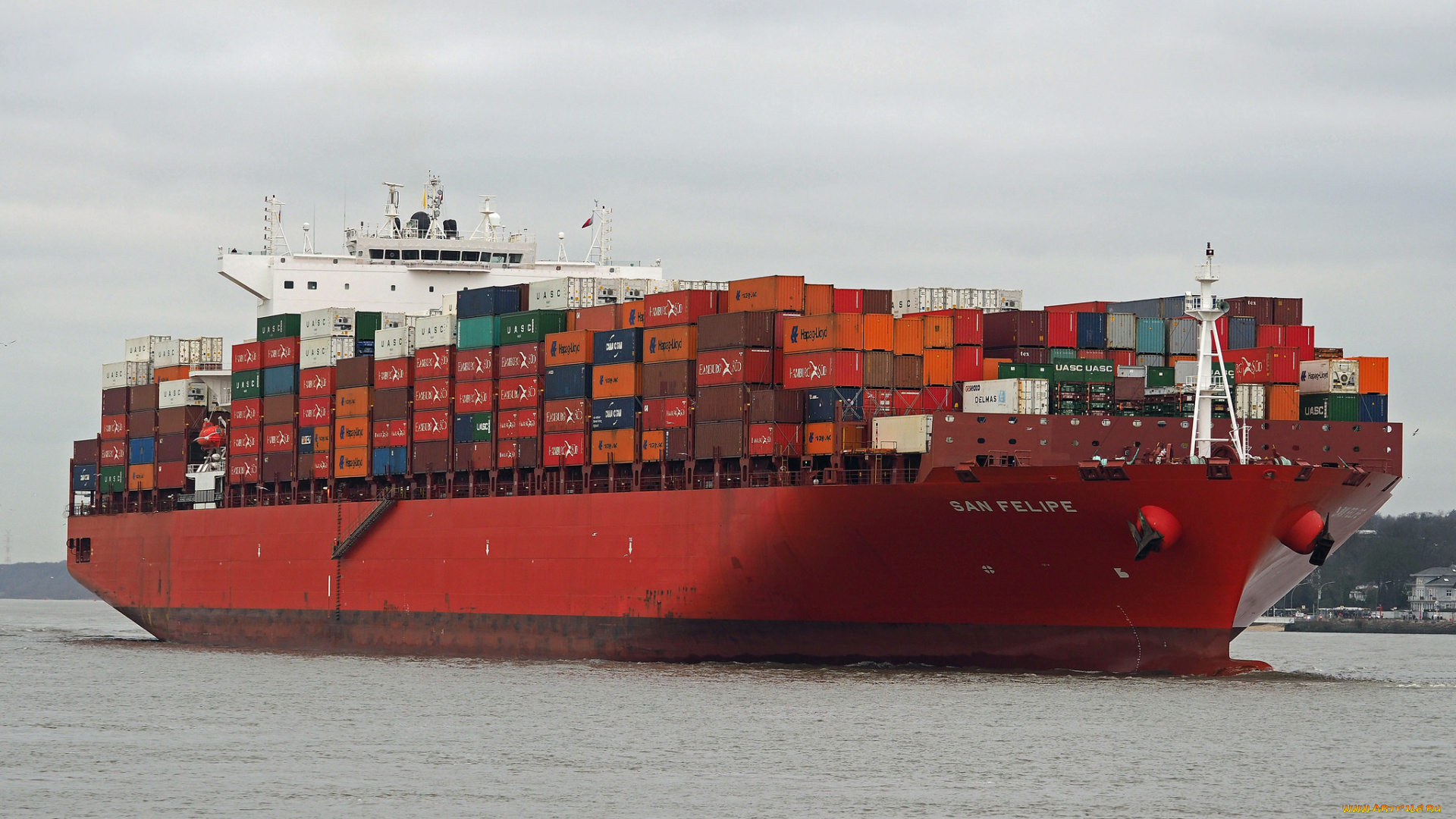 корабли, грузовые, суда, контейнеровоз