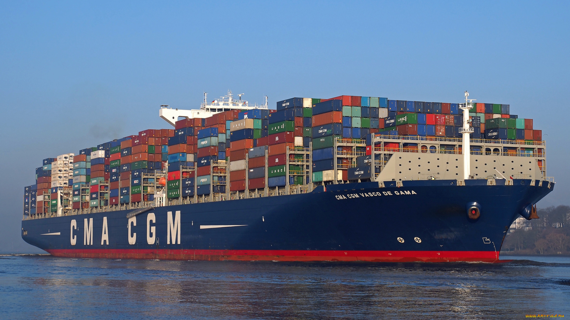 корабли, грузовые, суда, контейнеровоз
