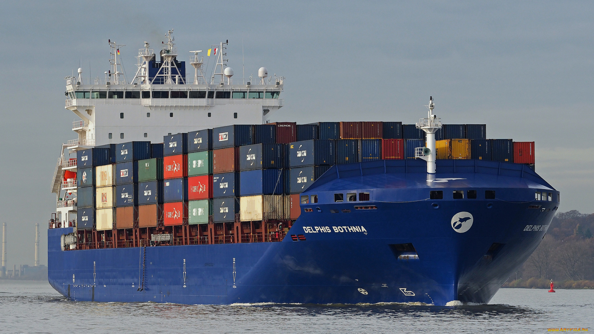 корабли, грузовые, суда, контейнеровоз