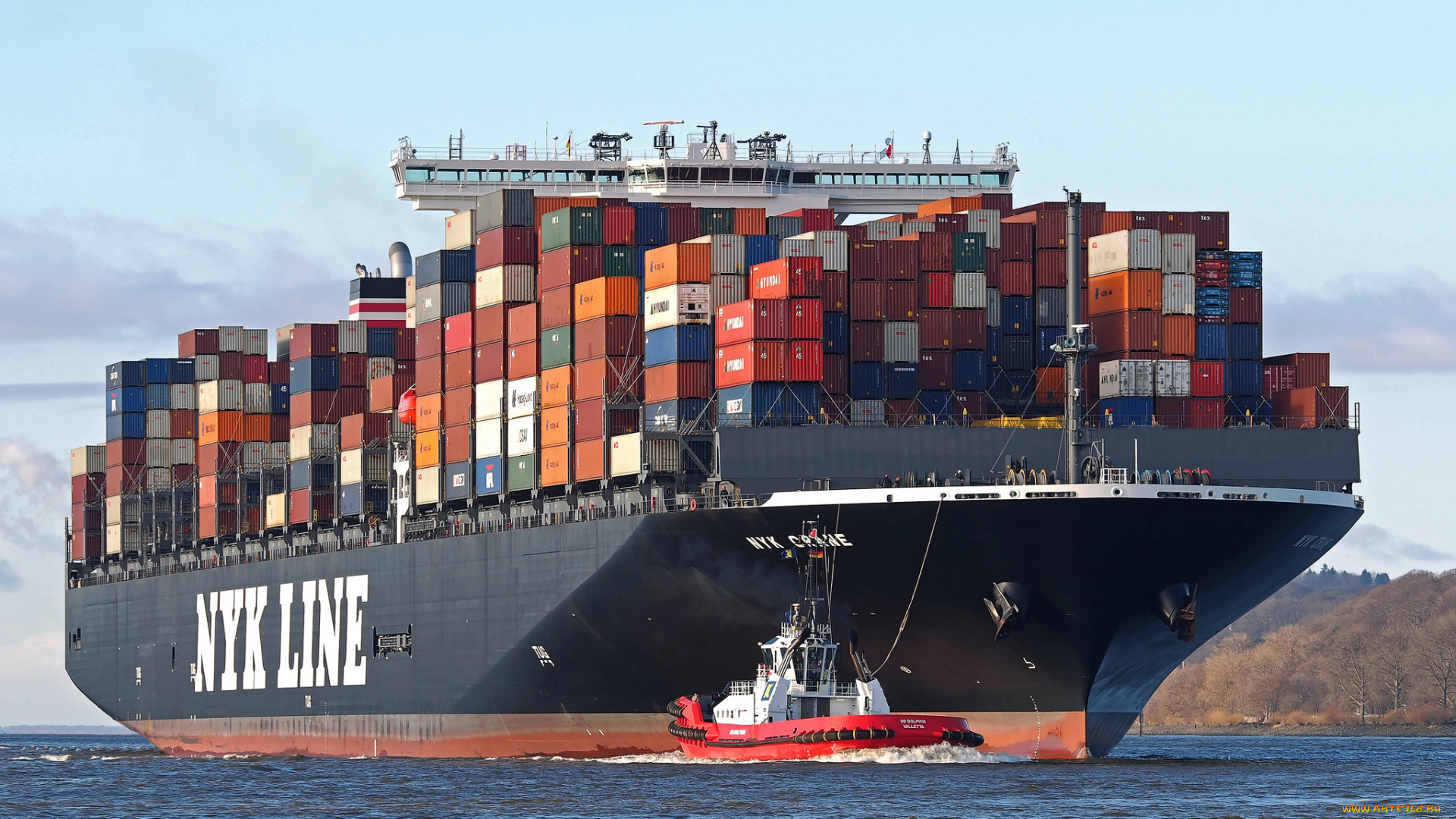 корабли, грузовые, суда, контейнеровоз