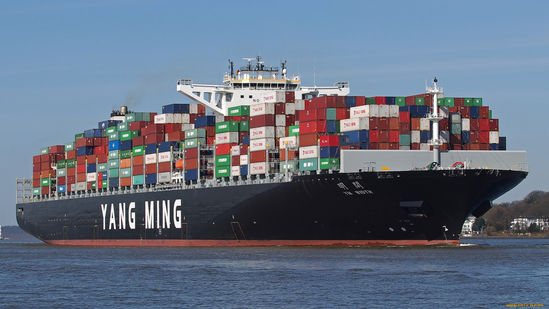 корабли, грузовые, суда, контейнеровоз