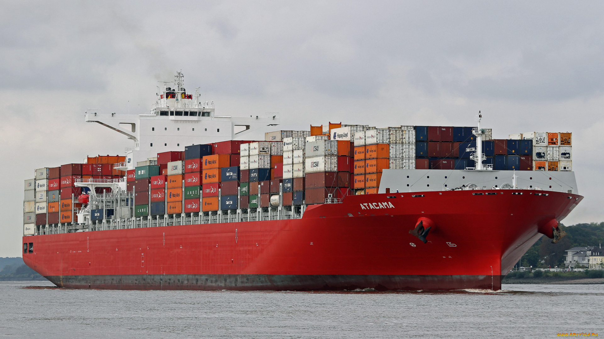 корабли, грузовые, суда, контейнеровоз
