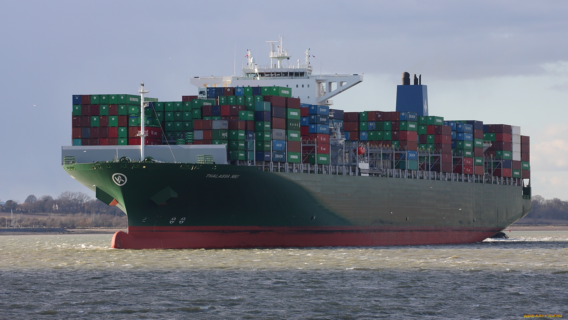 корабли, грузовые, суда, контейнеровоз