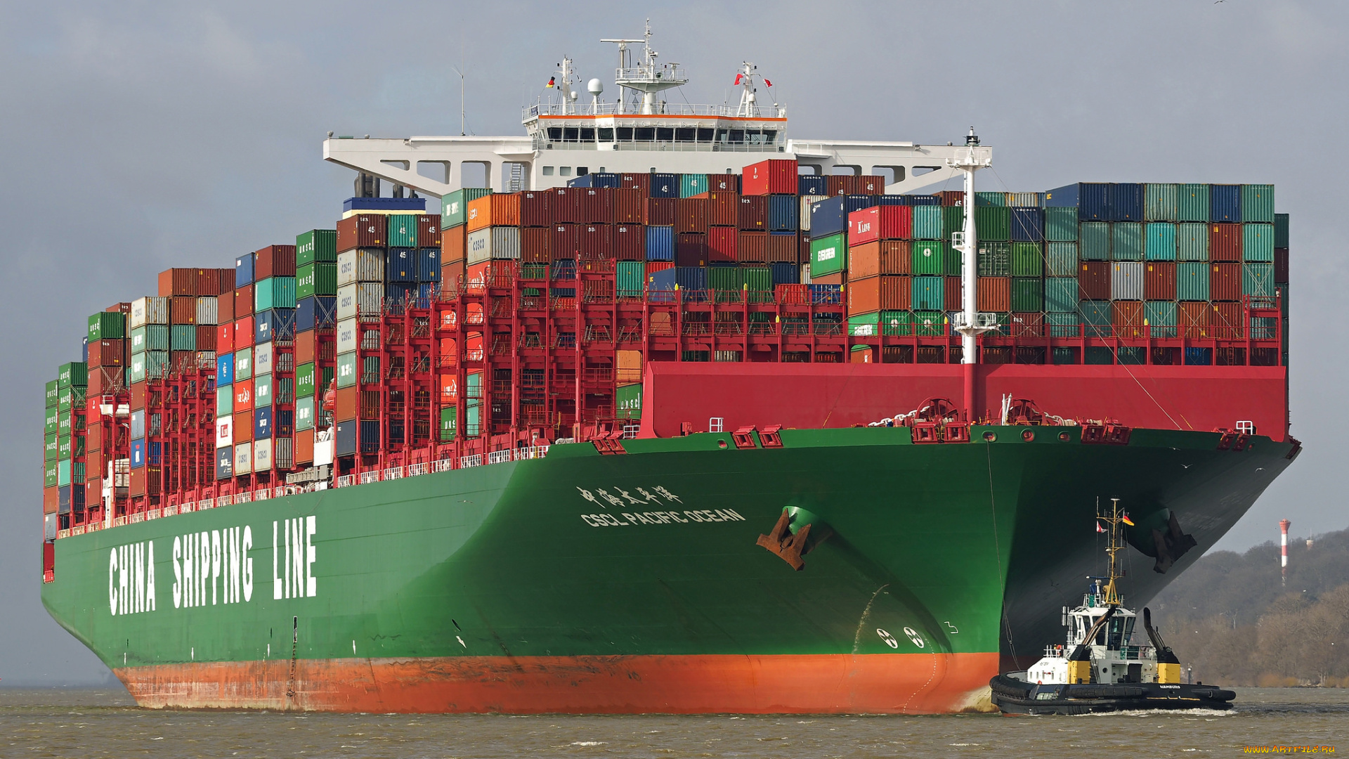 корабли, грузовые, суда, контейнеровоз