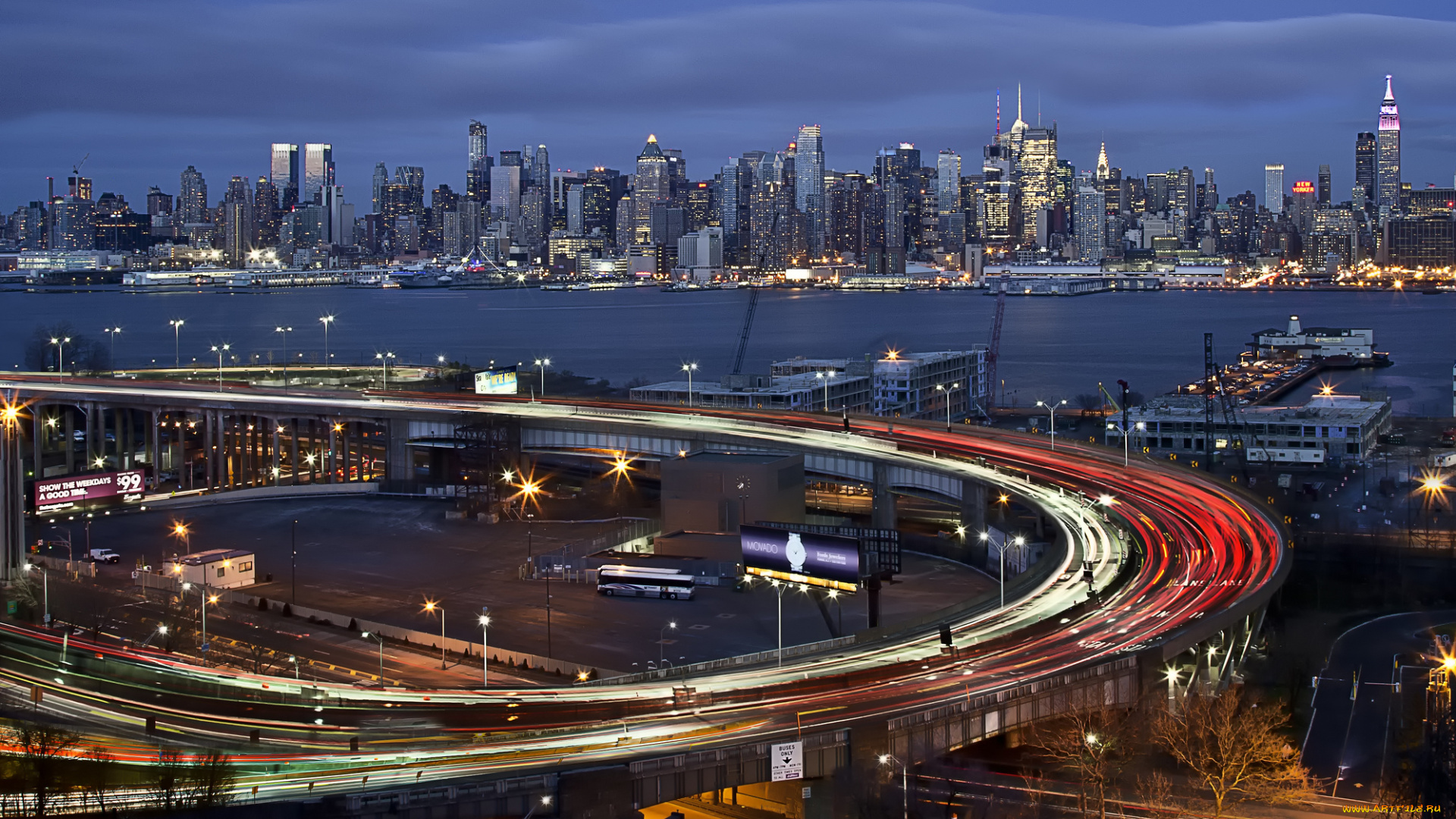 lincoln, tunnel, helix, города, нью-йорк, , сша, ночь, огни