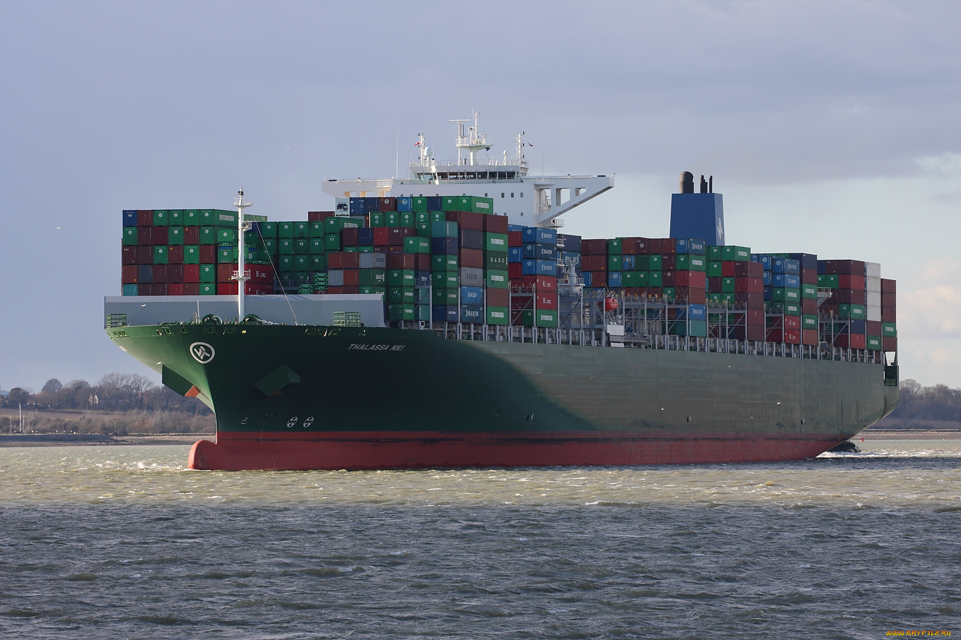 корабли, грузовые, суда, контейнеровоз