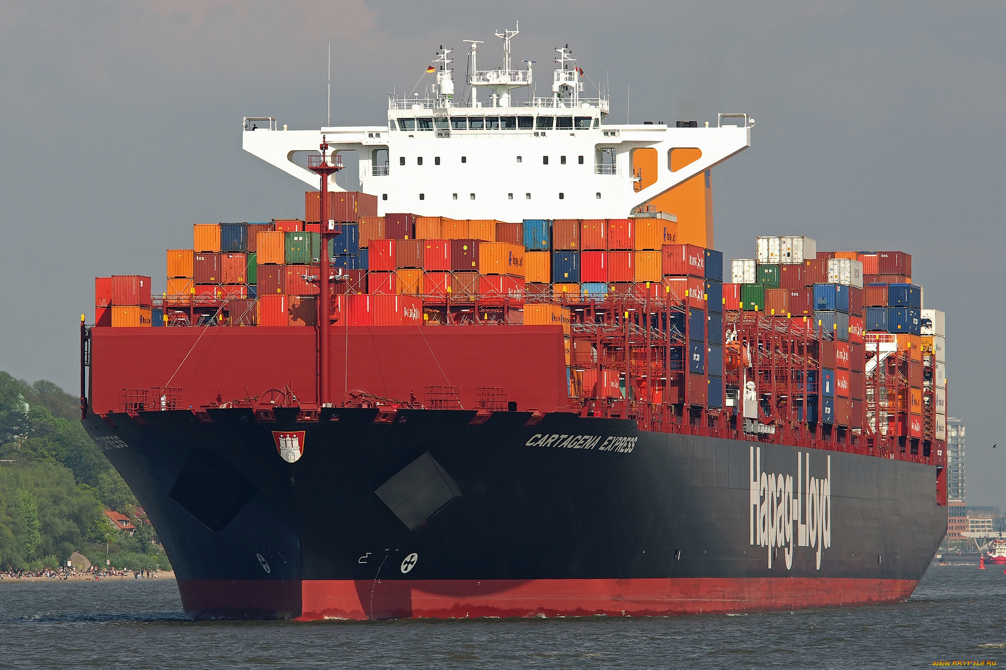 корабли, грузовые, суда, контейнеровоз
