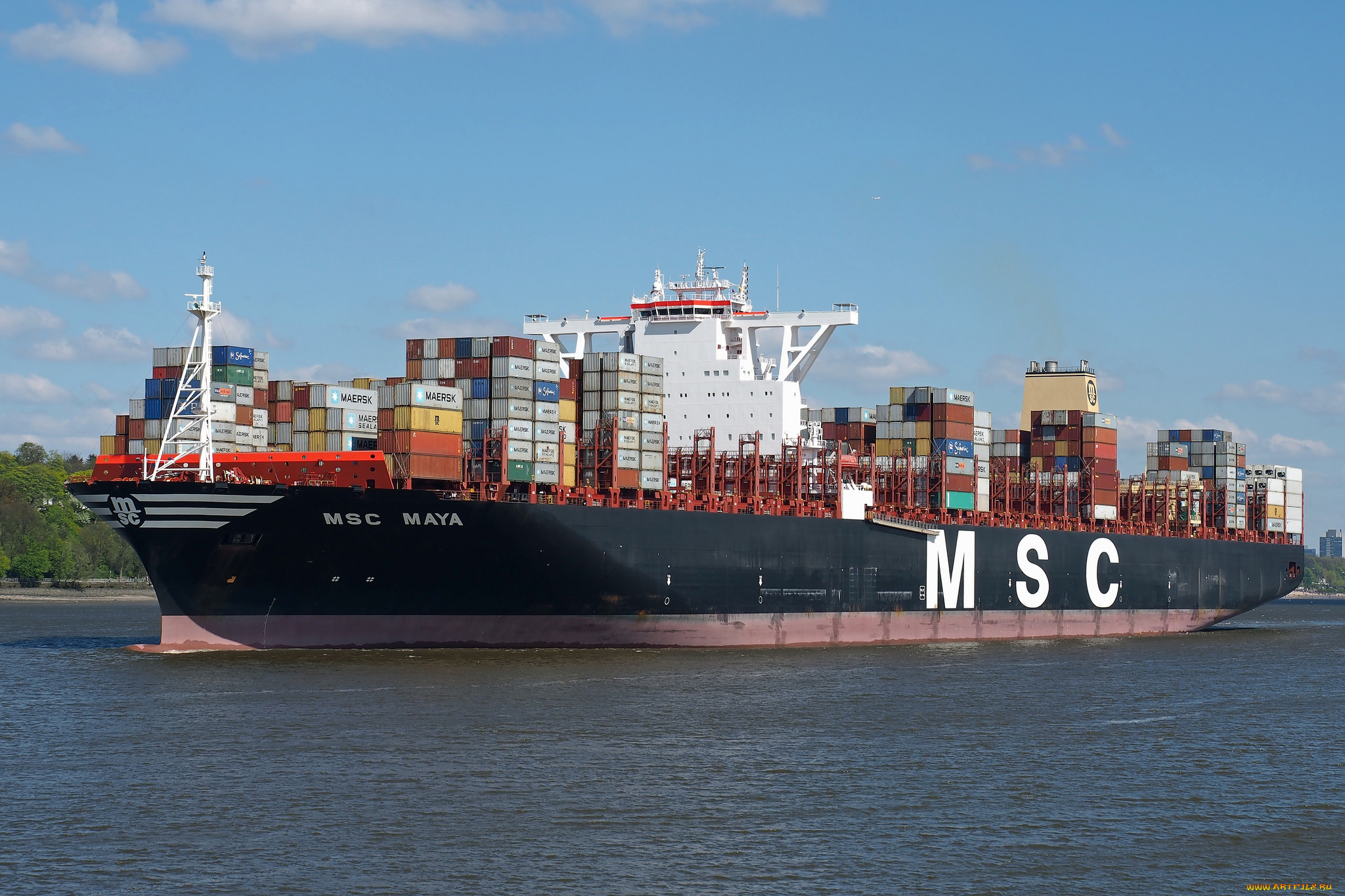 корабли, грузовые, суда, контейнеровоз