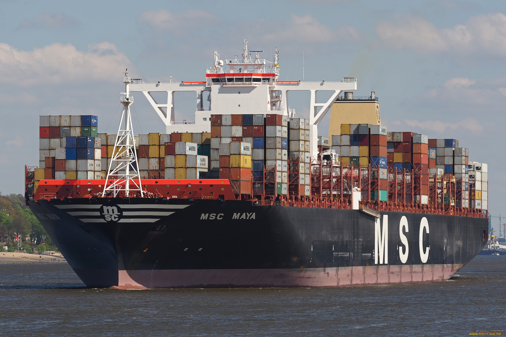 корабли, грузовые, суда, контейнеровоз