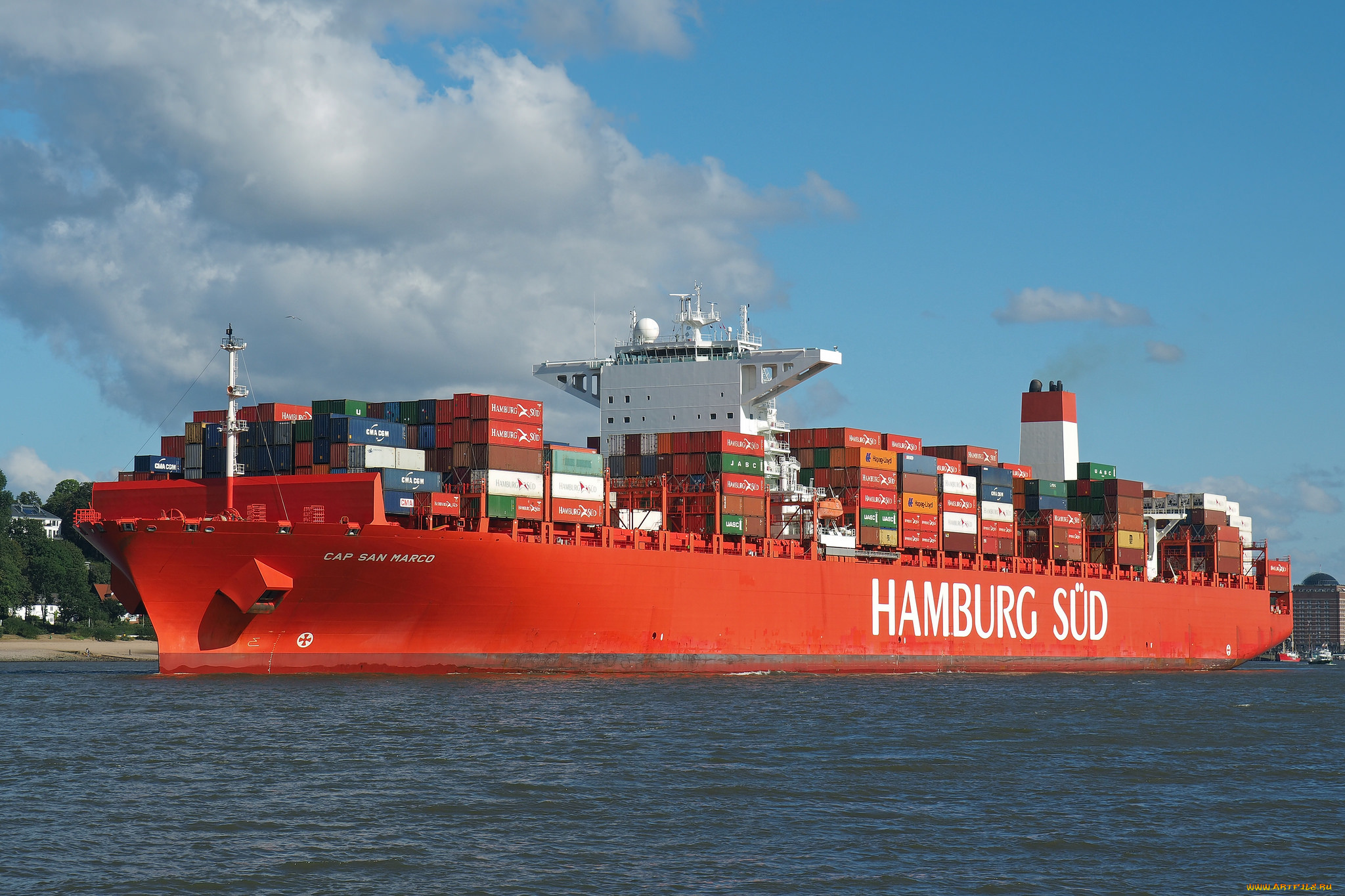 корабли, грузовые, суда, контейнеровоз
