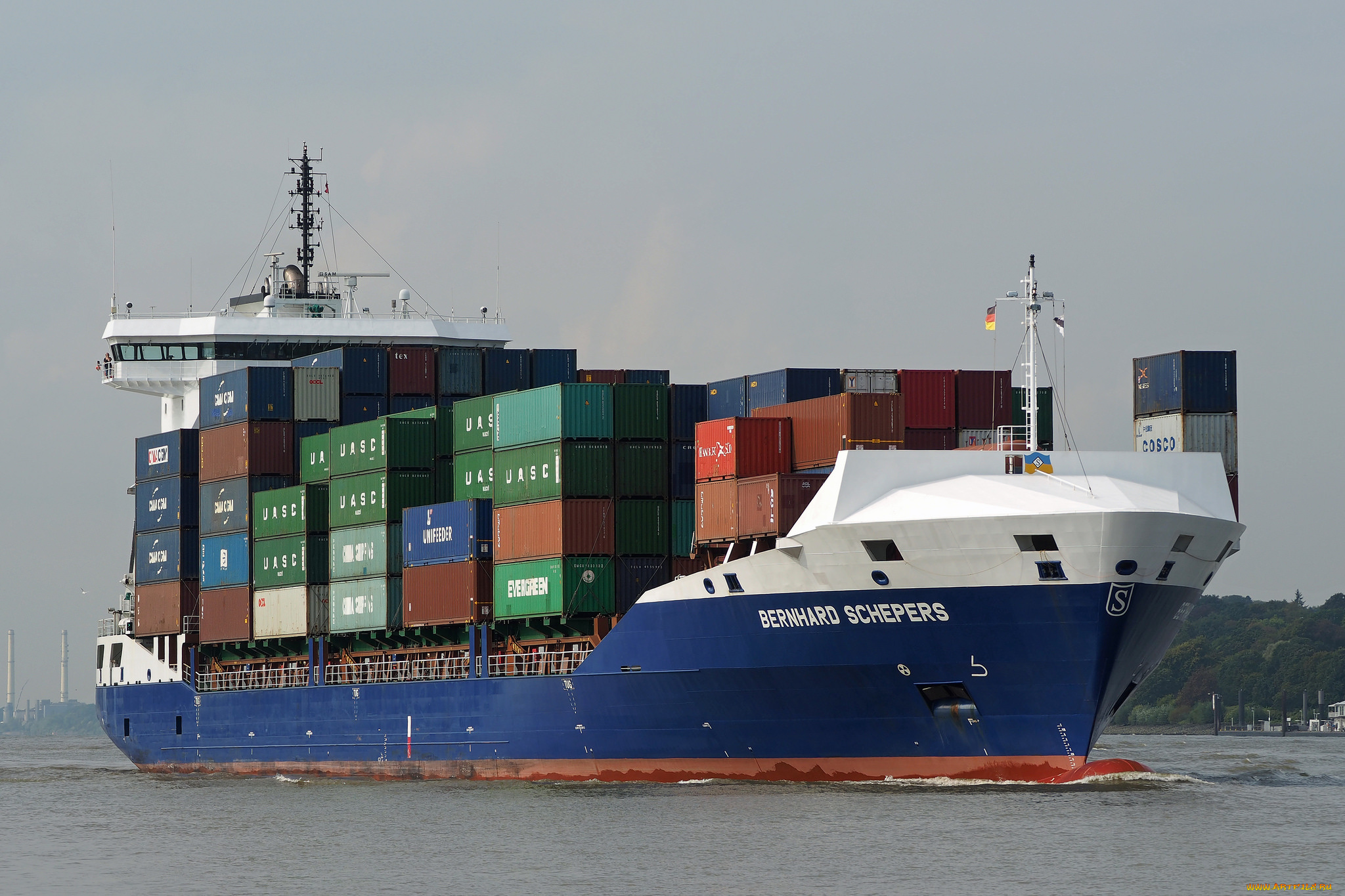 корабли, грузовые, суда, контейнеровоз