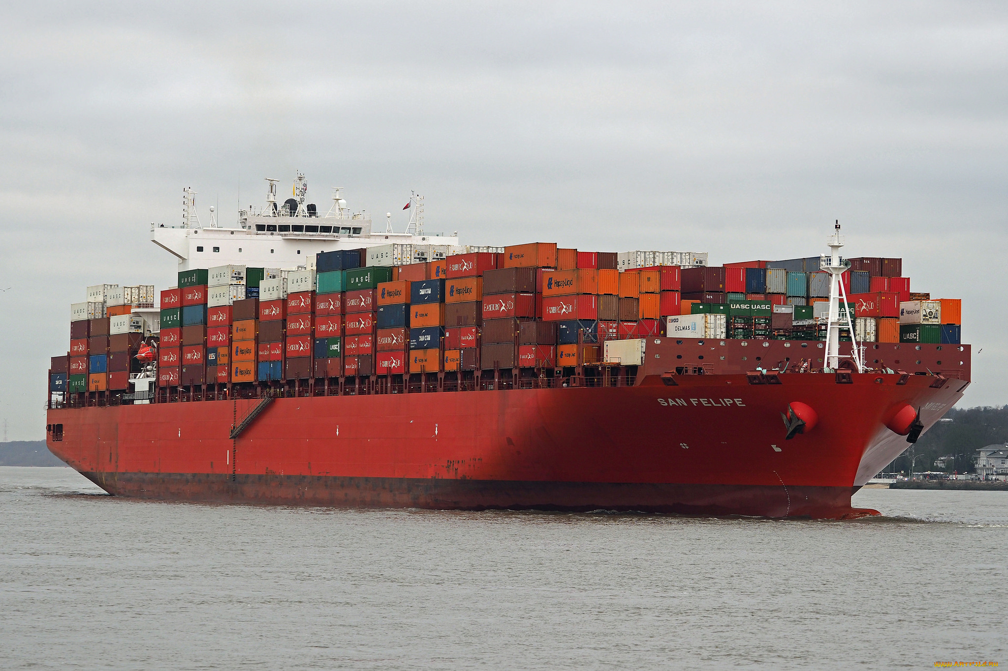 корабли, грузовые, суда, контейнеровоз