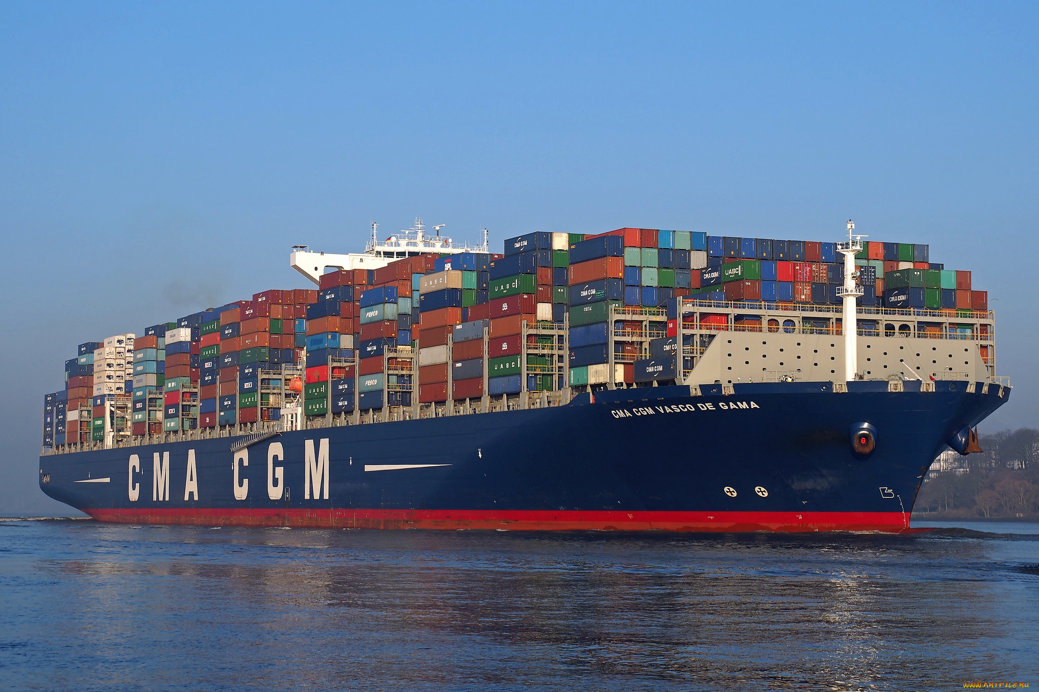 корабли, грузовые, суда, контейнеровоз