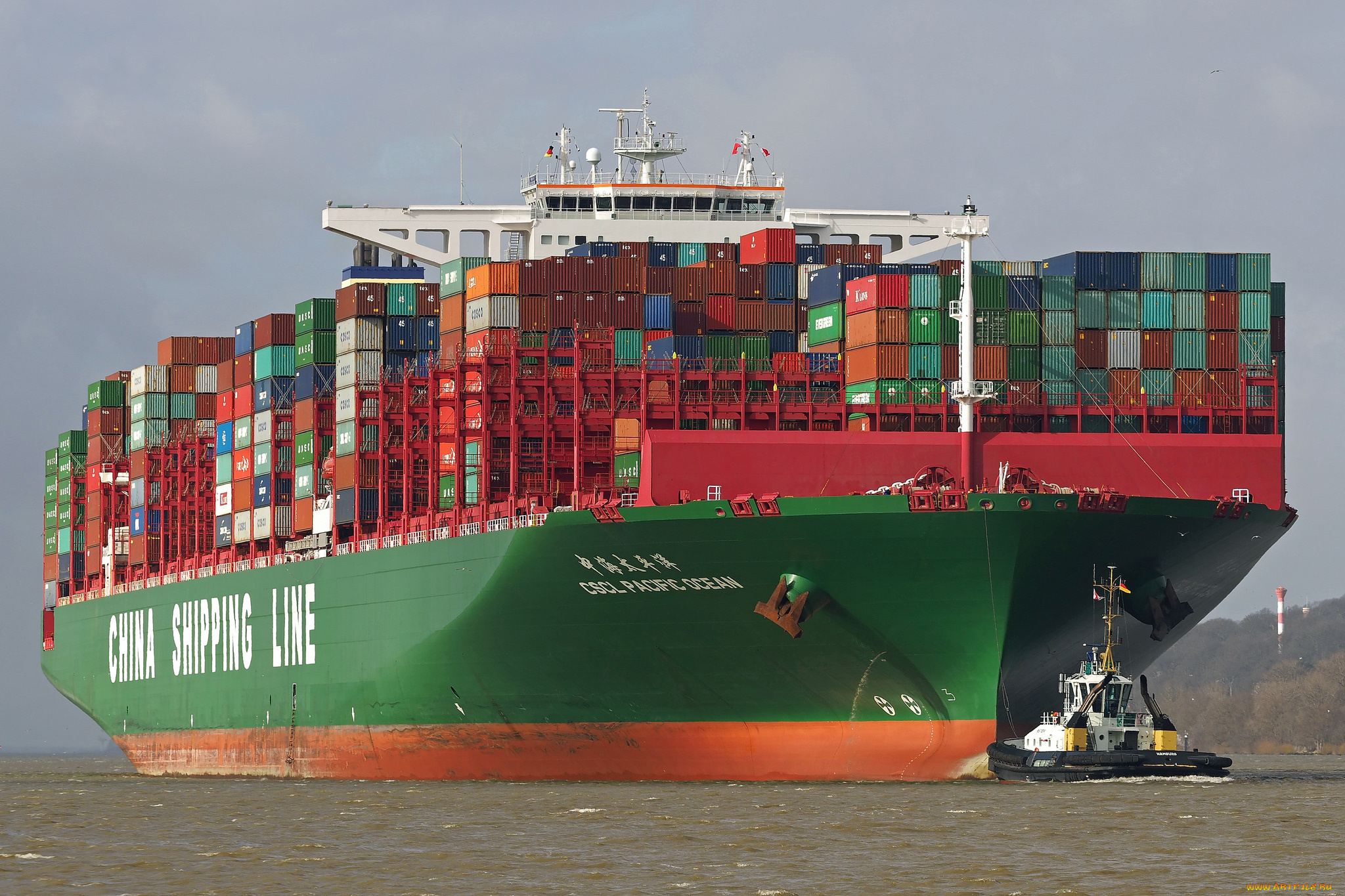 корабли, грузовые, суда, контейнеровоз