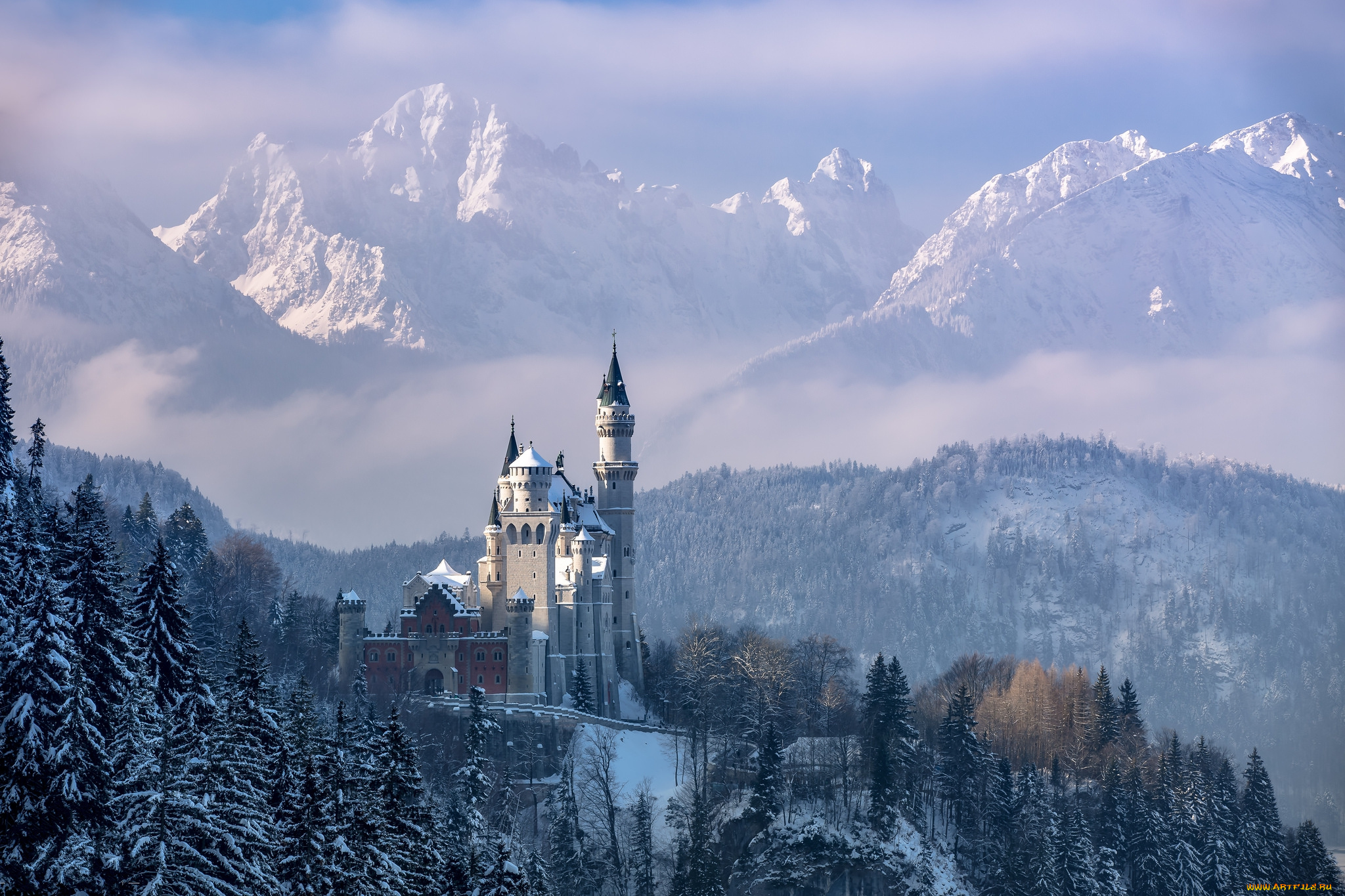 neuschwanstein, castle, -, bavaria, -, germany, города, замок, нойшванштайн, , германия, горы, замок