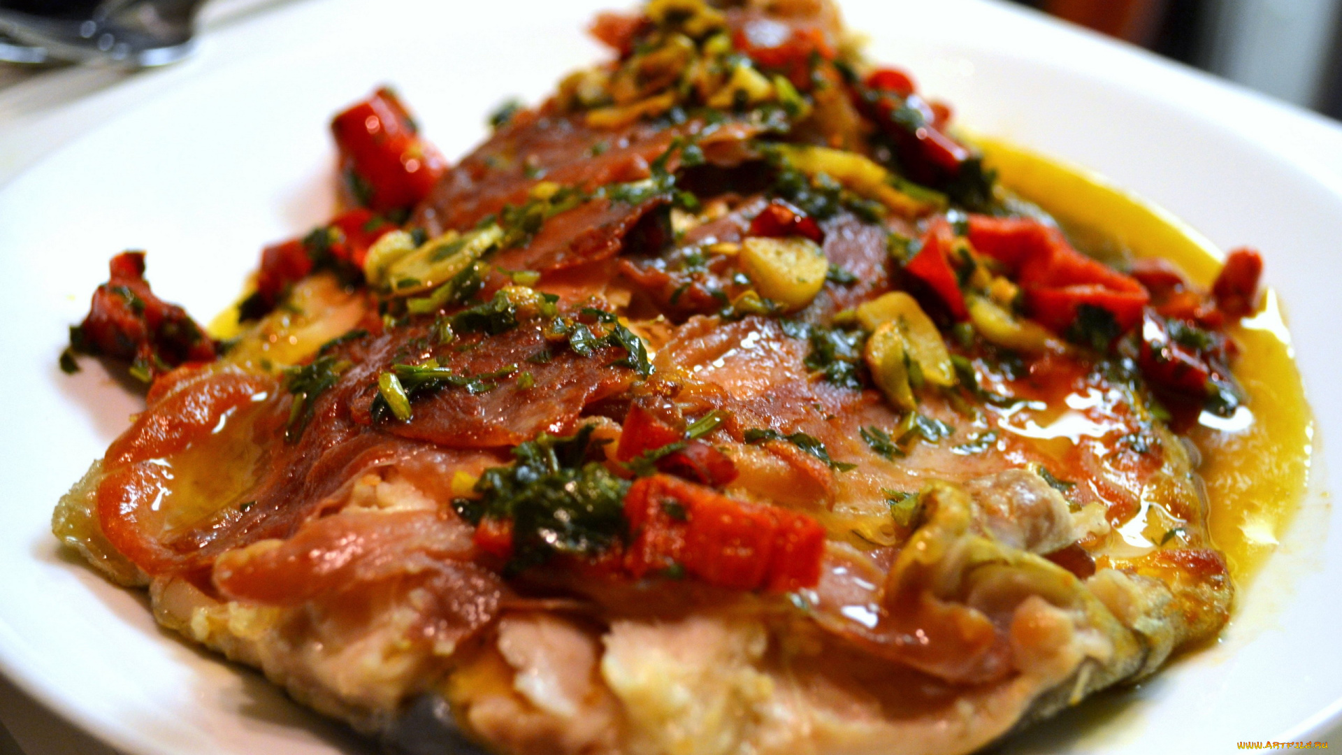 еда, рыбные, блюда, , с, морепродуктами, форель