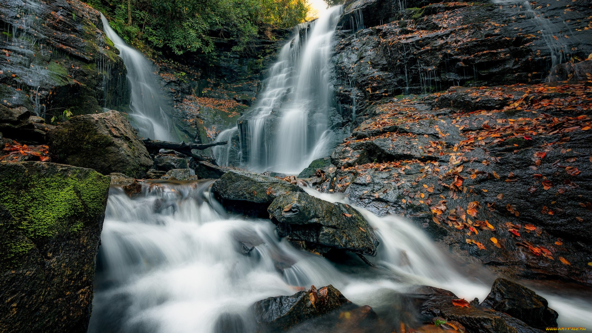 природа, водопады, водопад, скала, камни