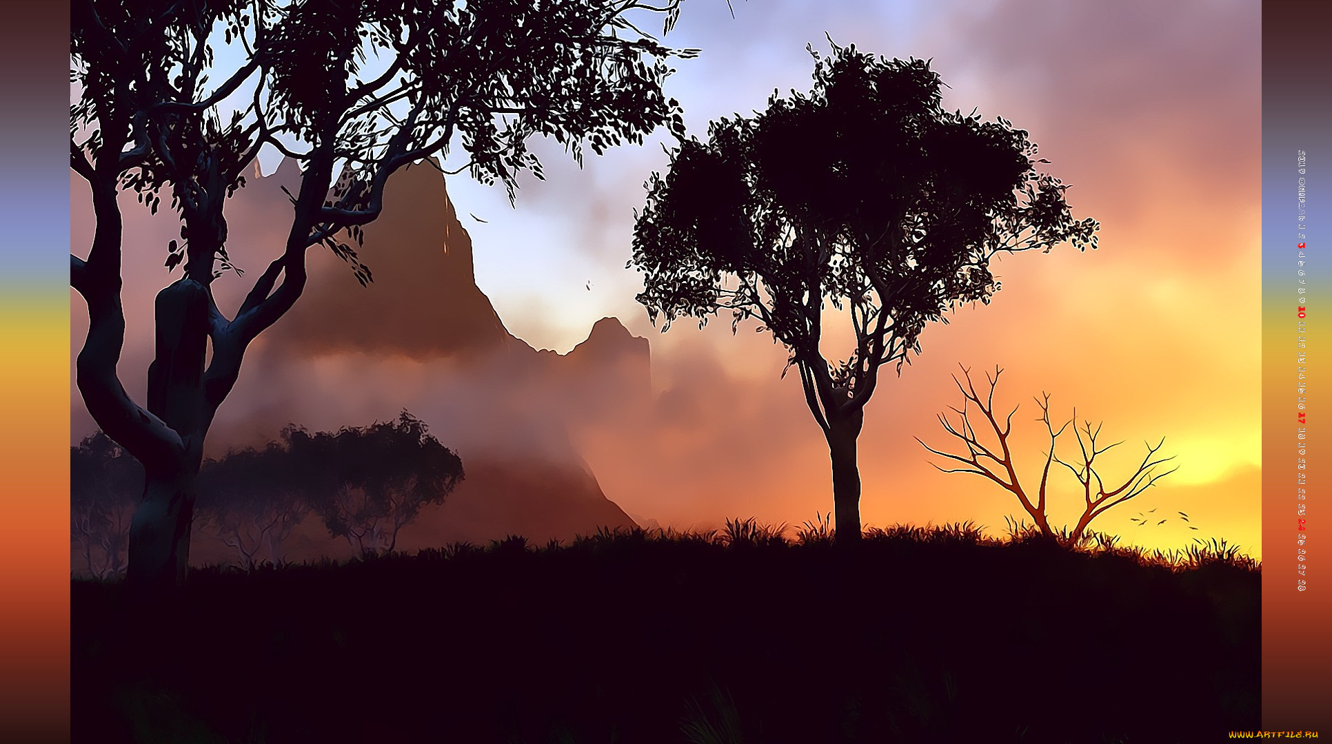 календари, компьютерный, дизайн, растения, природа, деревья, гора