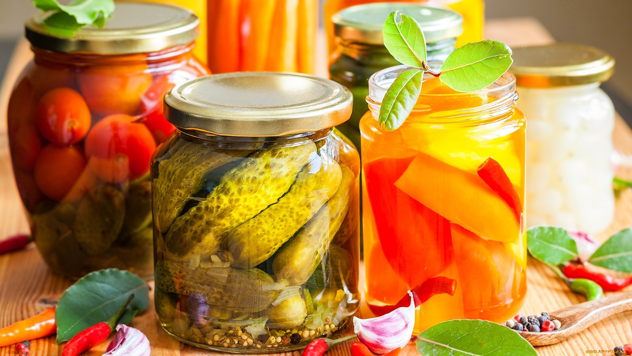 еда, консервация, перец, огурцы, помидоры