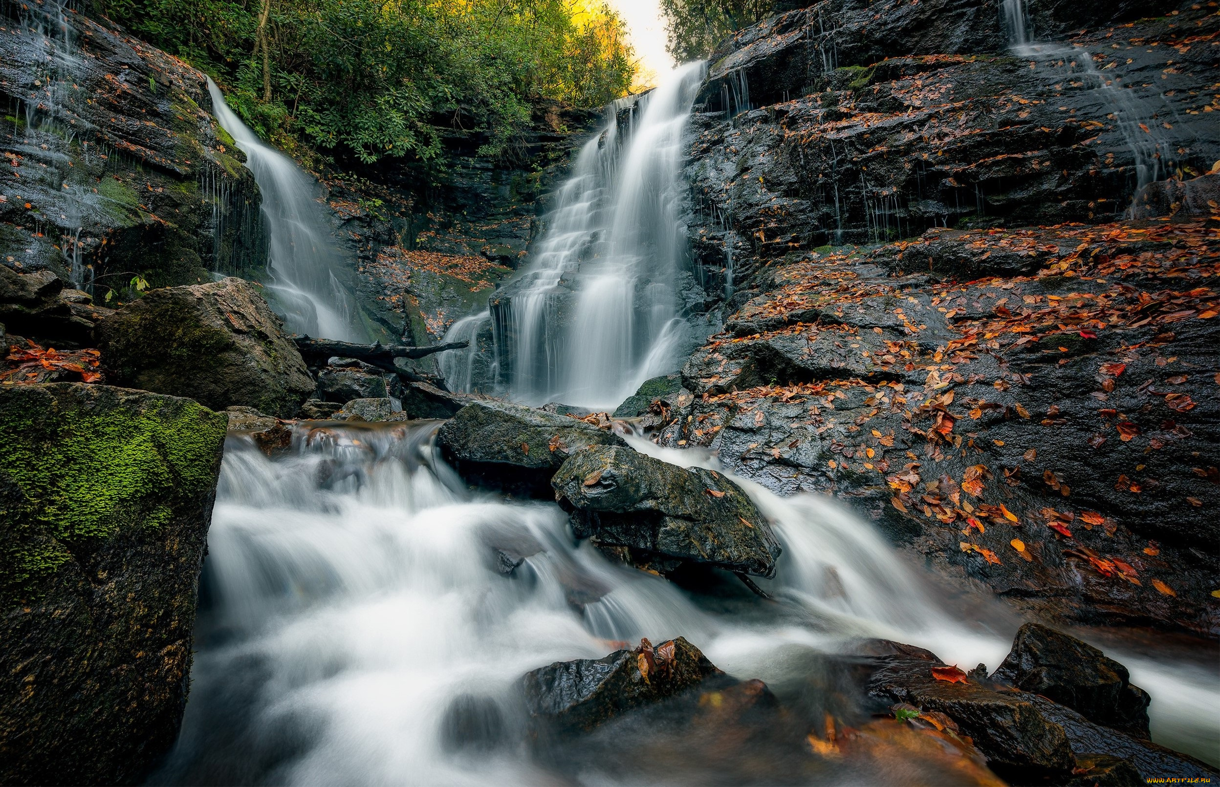 природа, водопады, водопад, скала, камни
