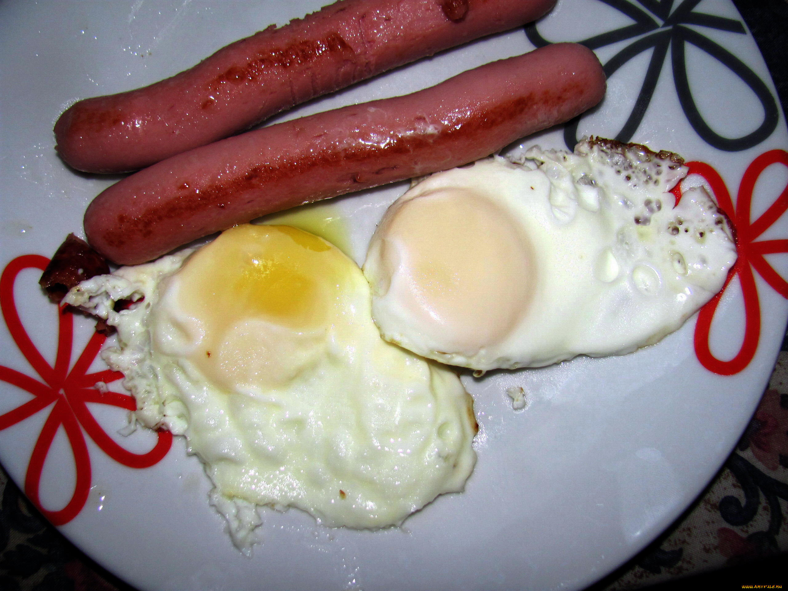 еда, Яичные, блюда, глазунья, сосиски