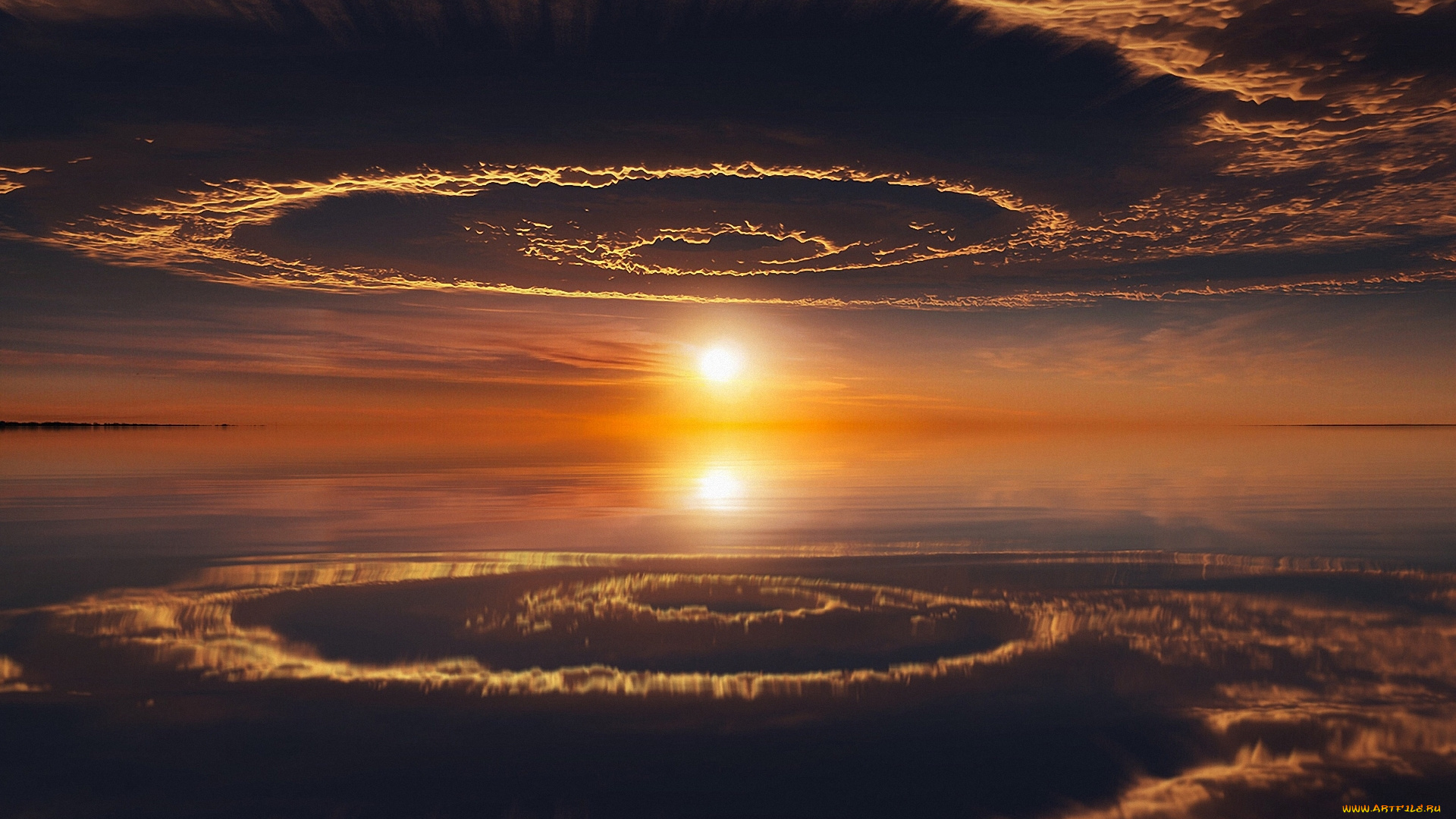 природа, восходы, закаты, красота, отражение, море, закат, солнце, облака, вода, лучи, пейзаж