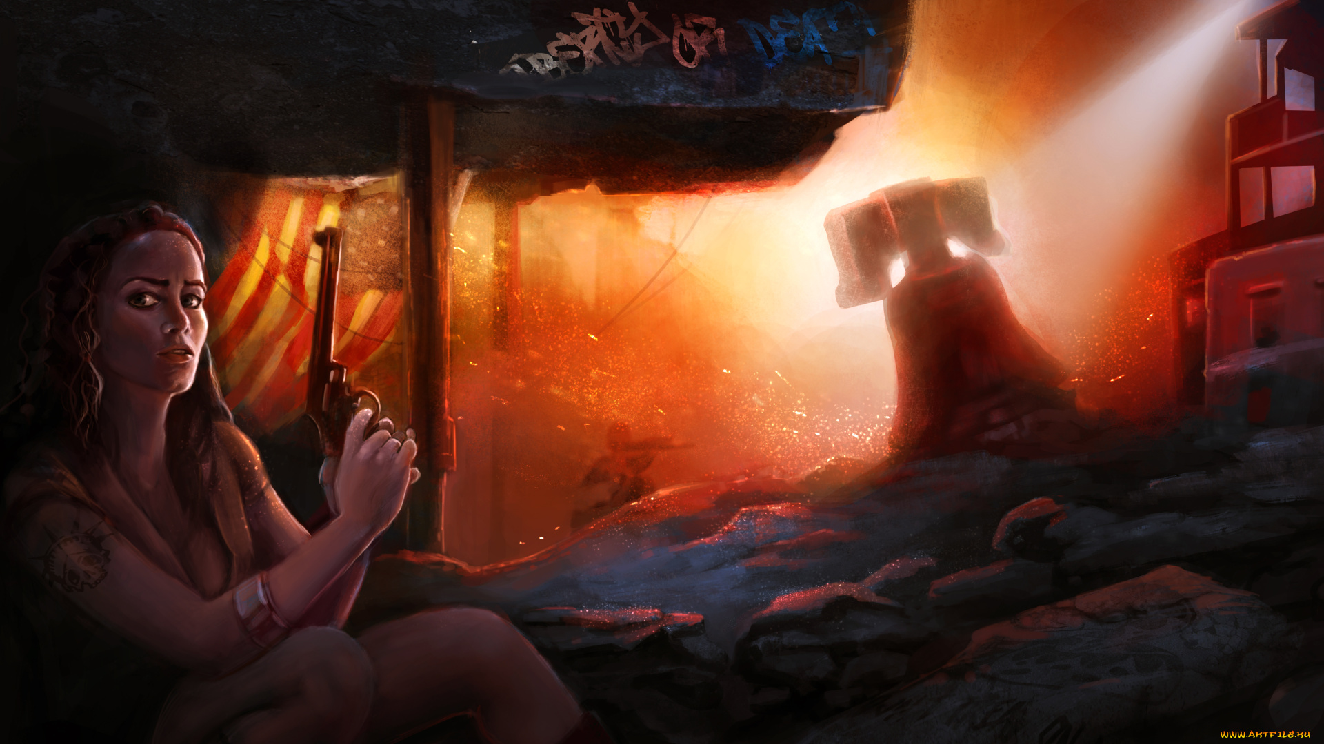 видео, игры, homefront, , the, revolution, револьвер, взгляд, фон, девушка