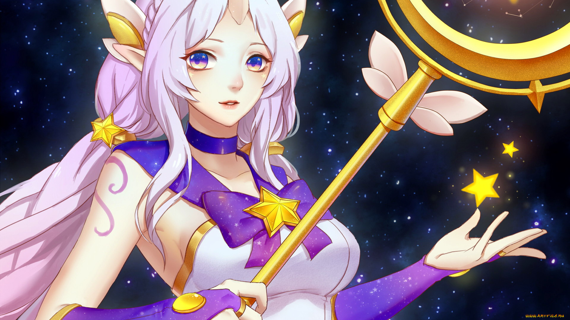 видео, игры, league, of, legends, звездочки, посох, сорака, девушка