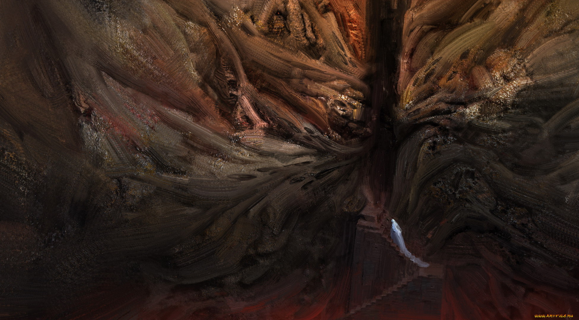 фэнтези, девушки, лестница, женщина, хаос