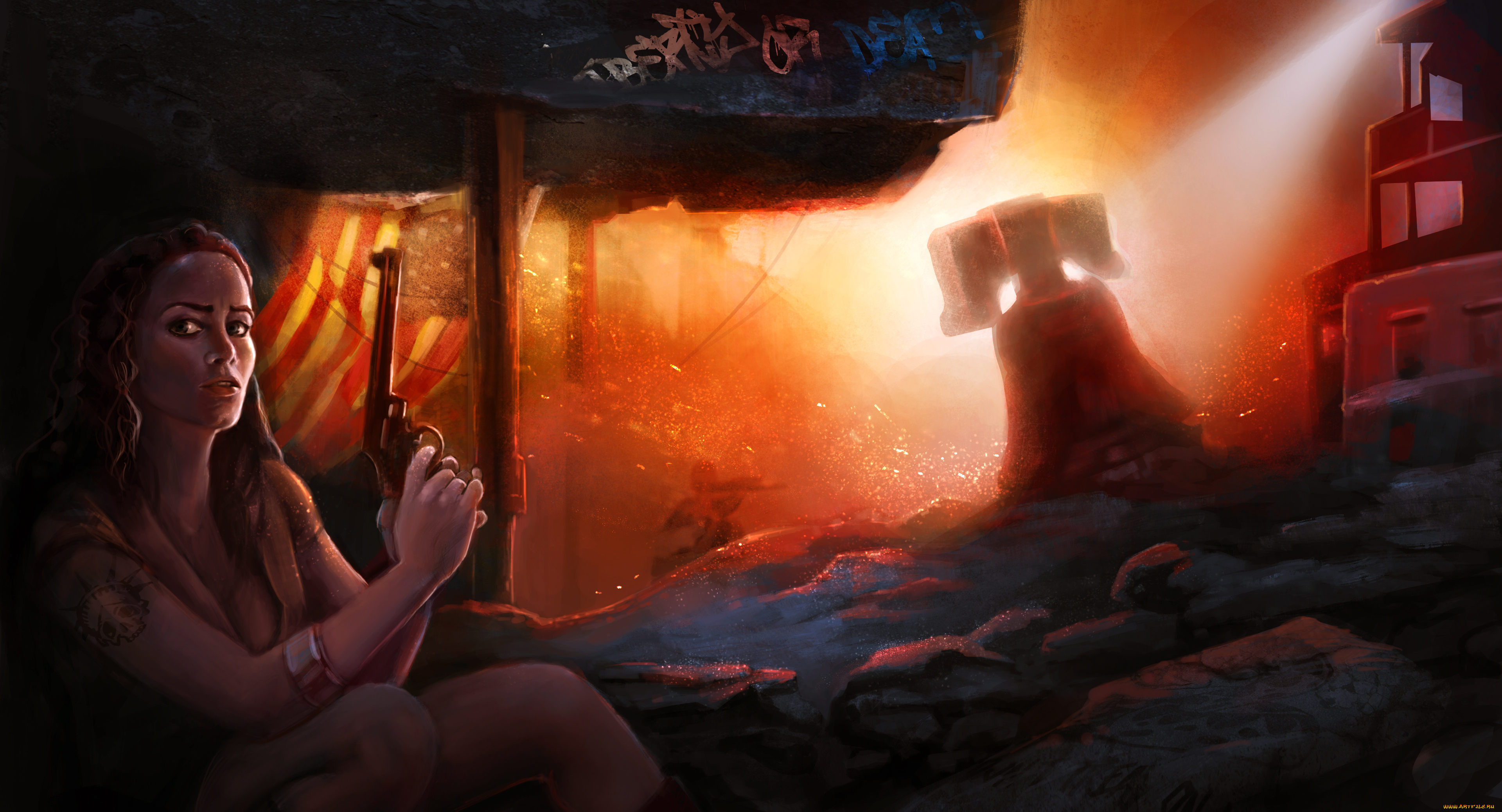 видео, игры, homefront, , the, revolution, револьвер, взгляд, фон, девушка