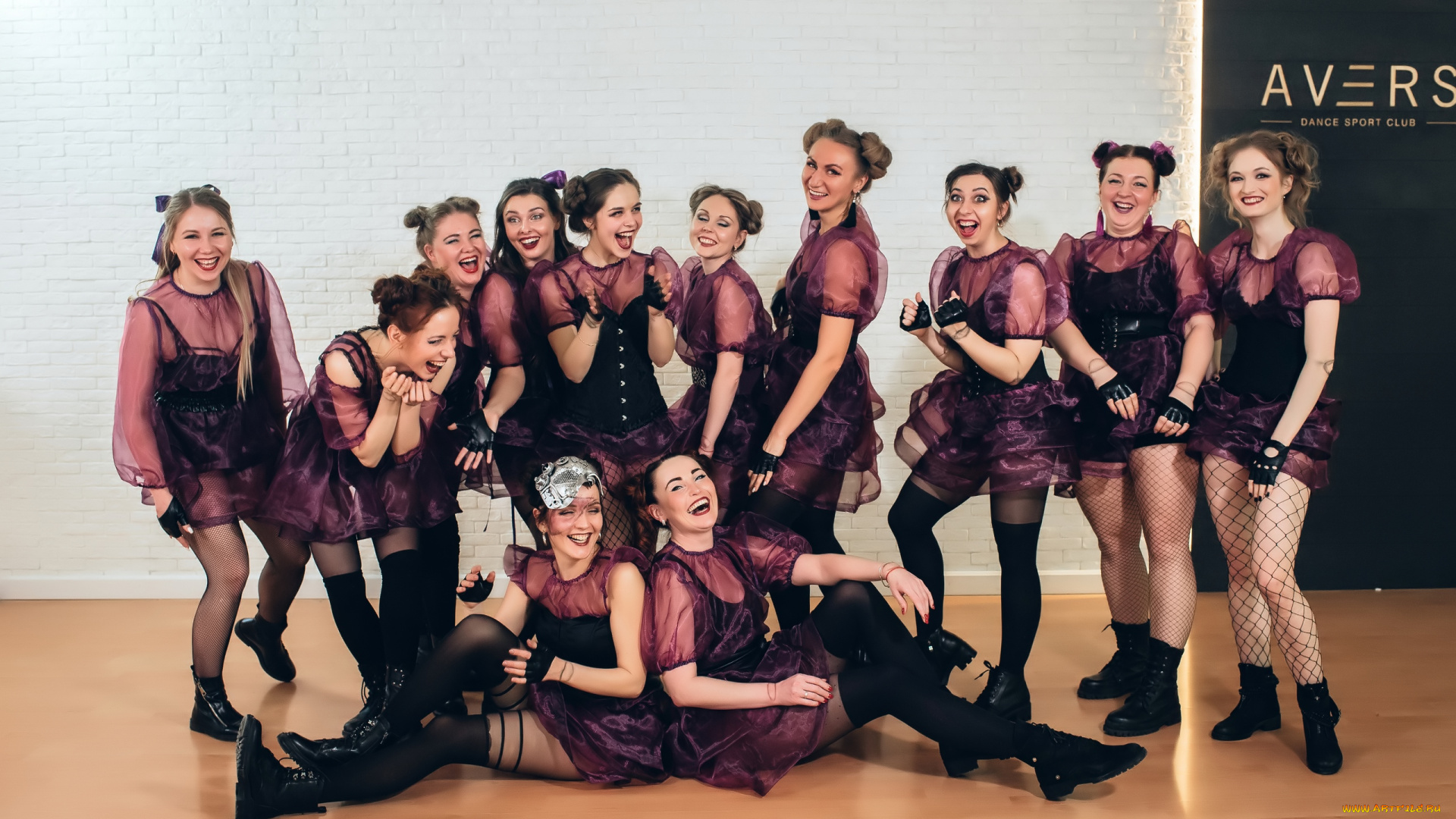 девушки, -, группа, девушек, в, костюмах