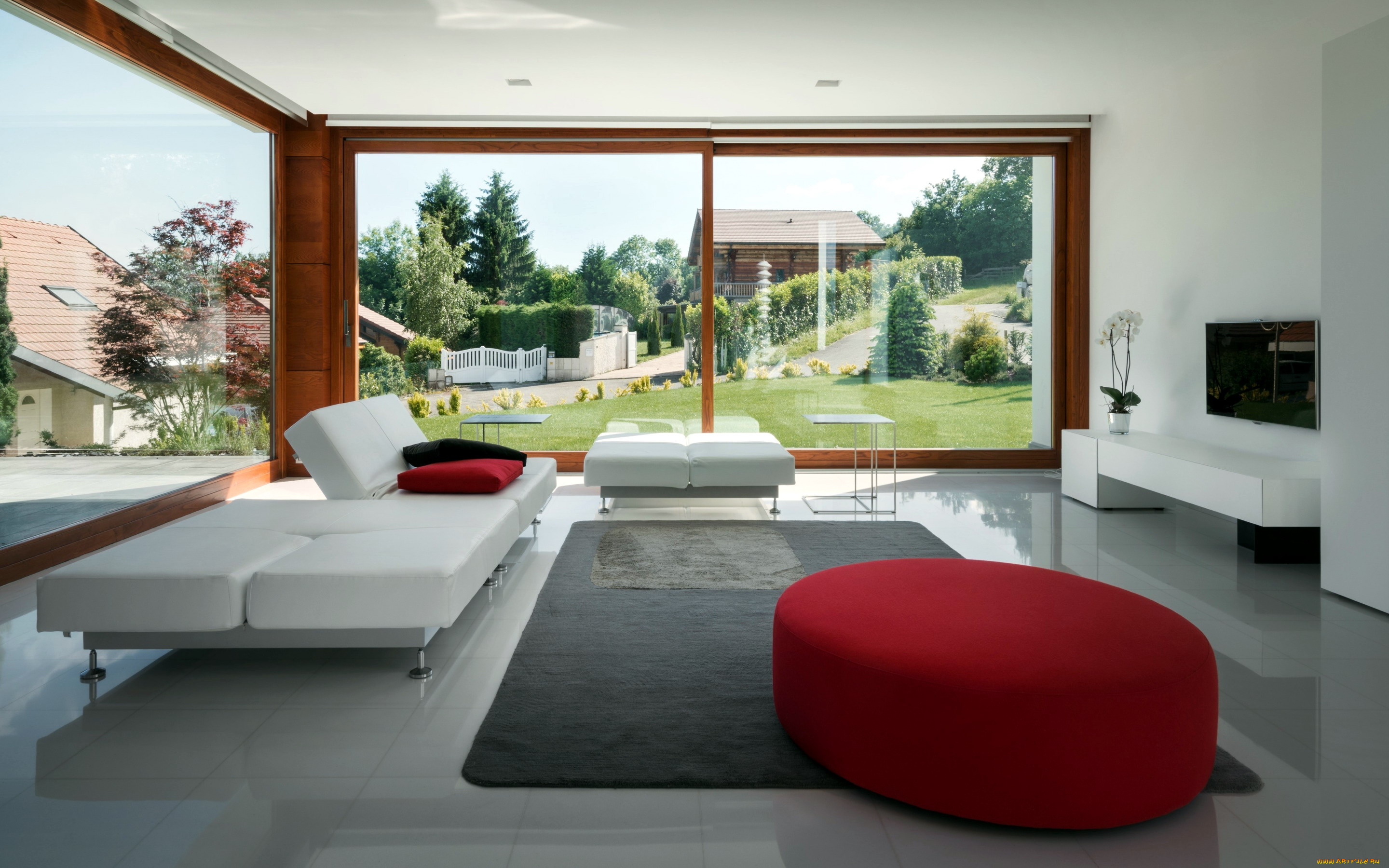 интерьер, спальня, мягкий, уголок, телевизор