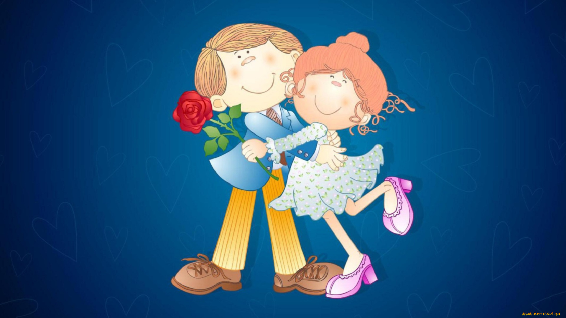 рисованное, праздники, пара, радость
