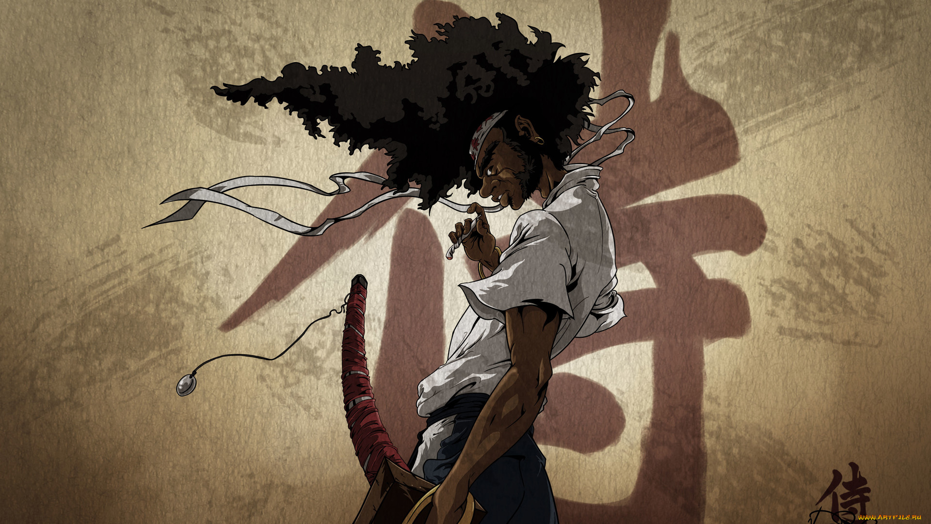 видео, игры, afro, samurai, самурай, меч, сигарета