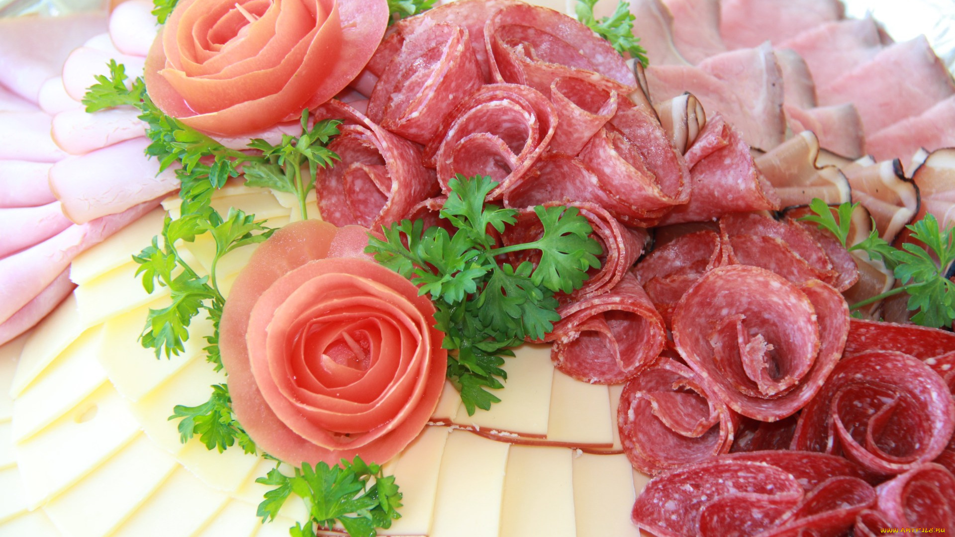 еда, колбасные, изделия, петрушка, ветчина, колбаса, нарезка