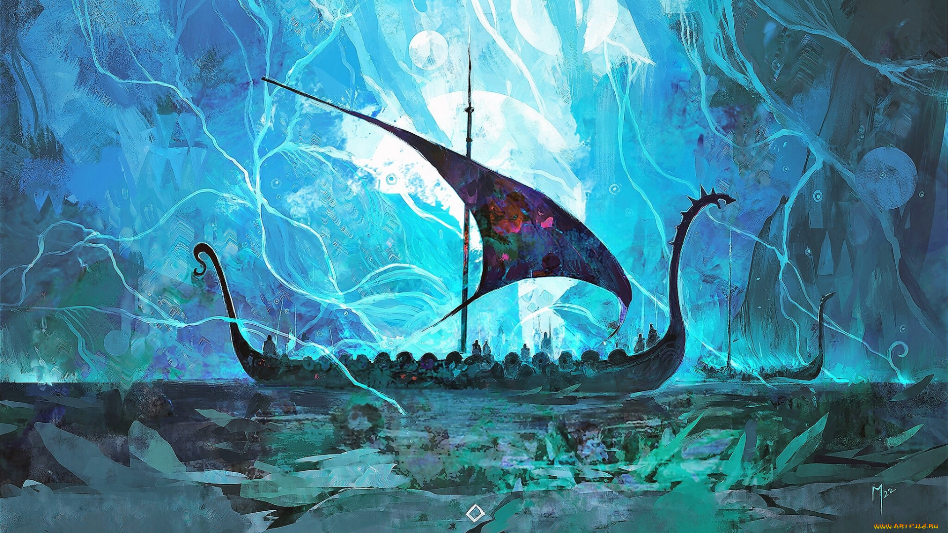 фэнтези, корабли, корабль, парусник, море, льды