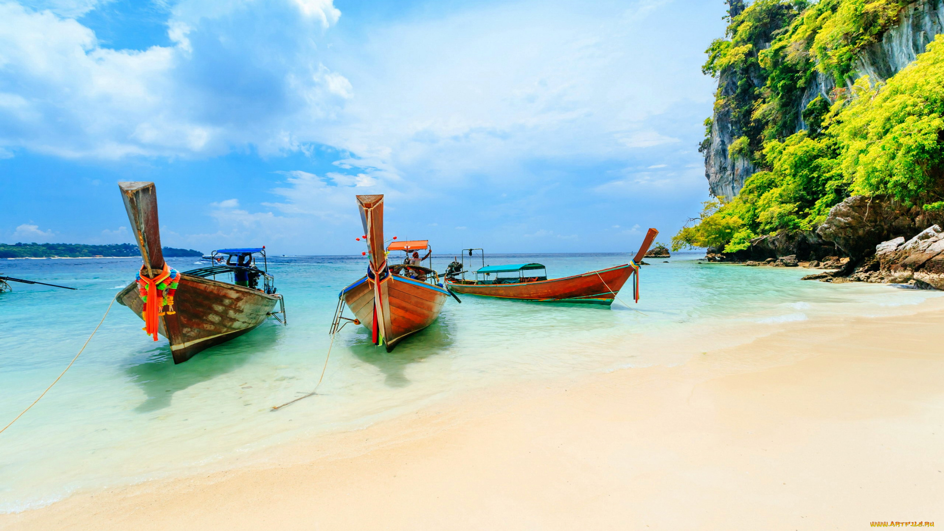 корабли, моторные, лодки, тропики, море, моторные, лодки