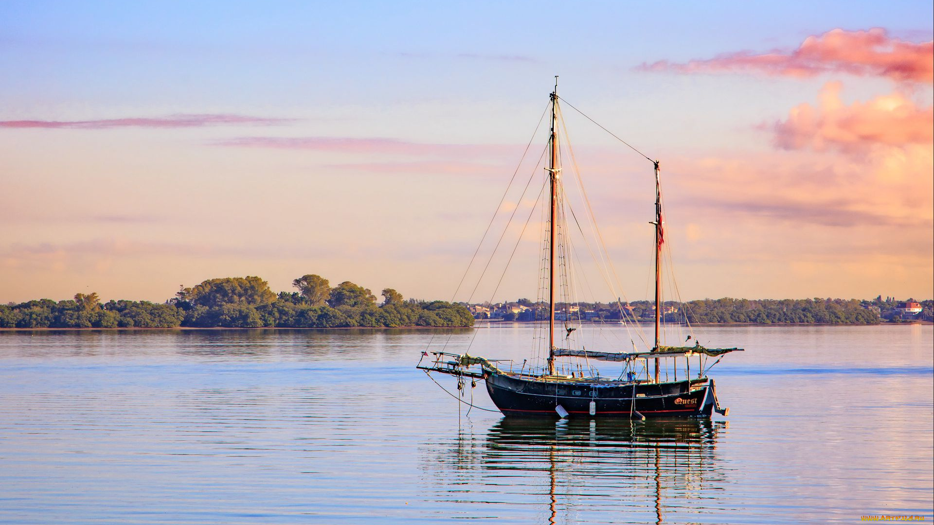 корабли, парусники, озеро, парусник