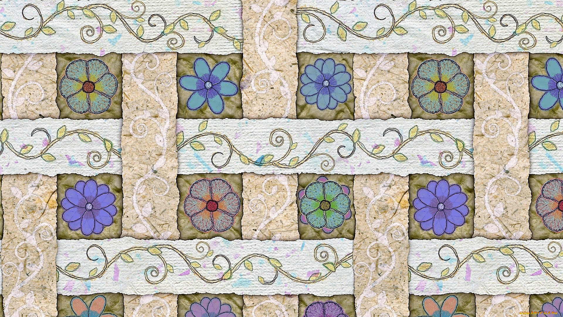 рисованное, цветы, орнамент