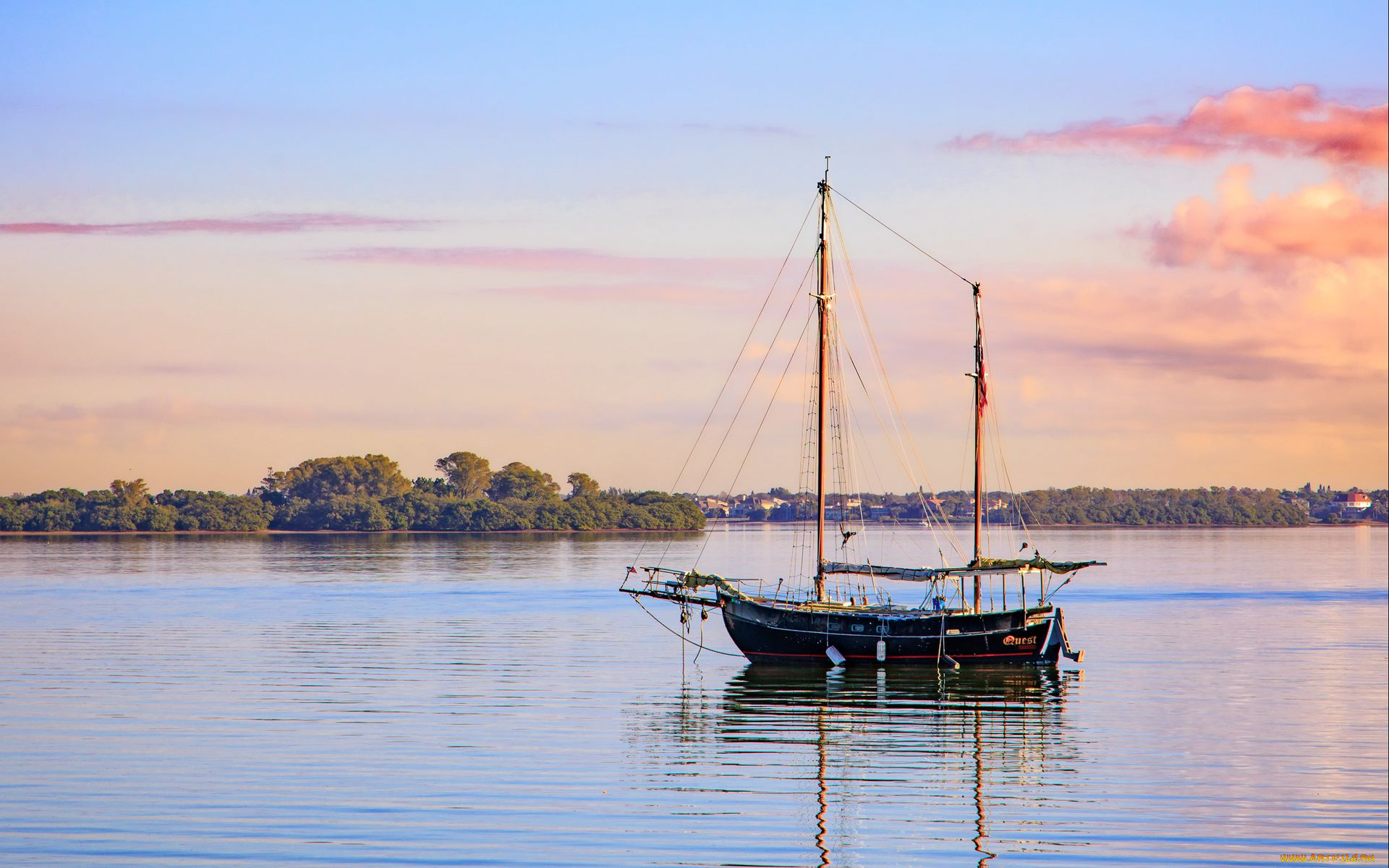 корабли, парусники, озеро, парусник