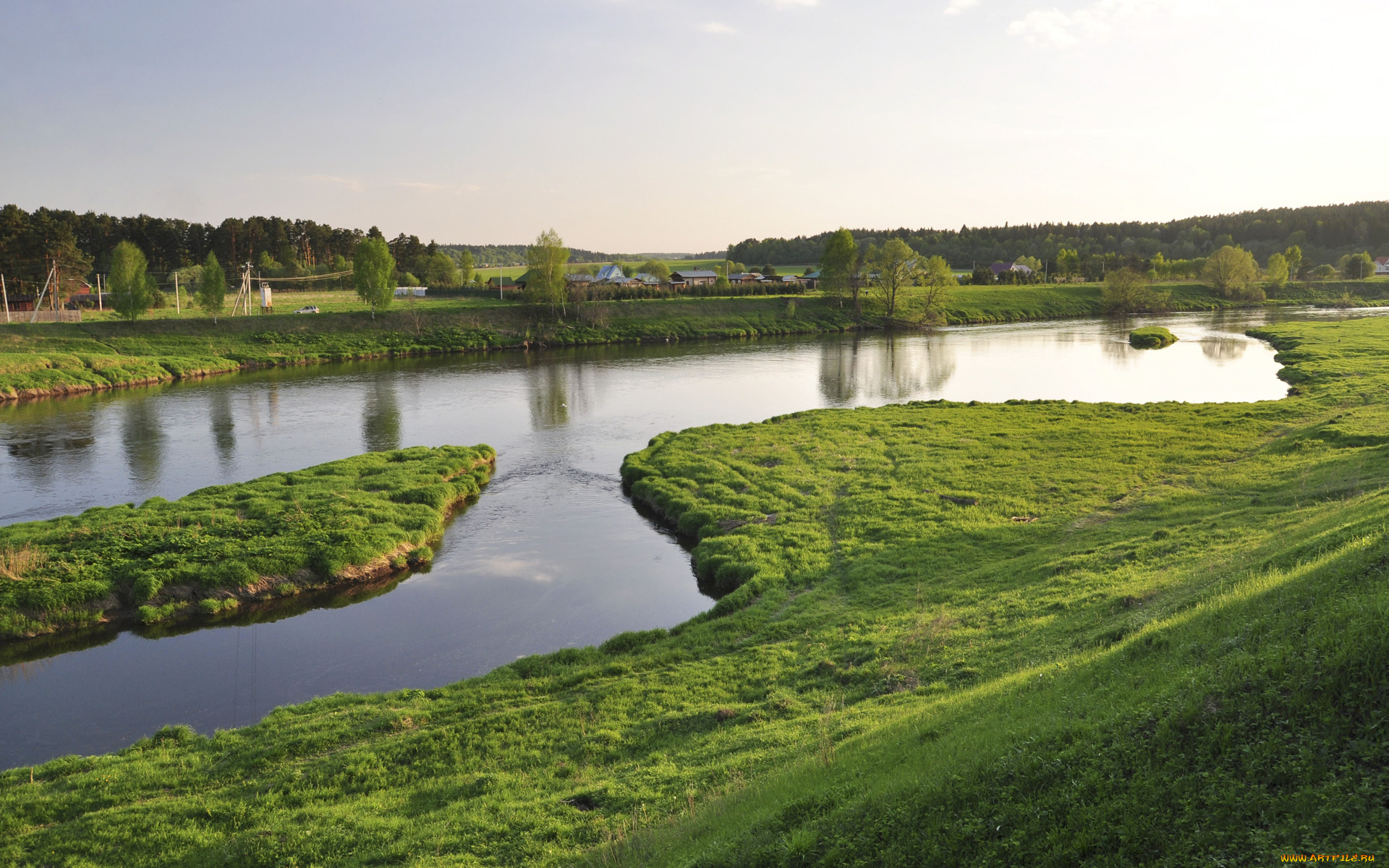 природа, реки, озера, река, трава, берега