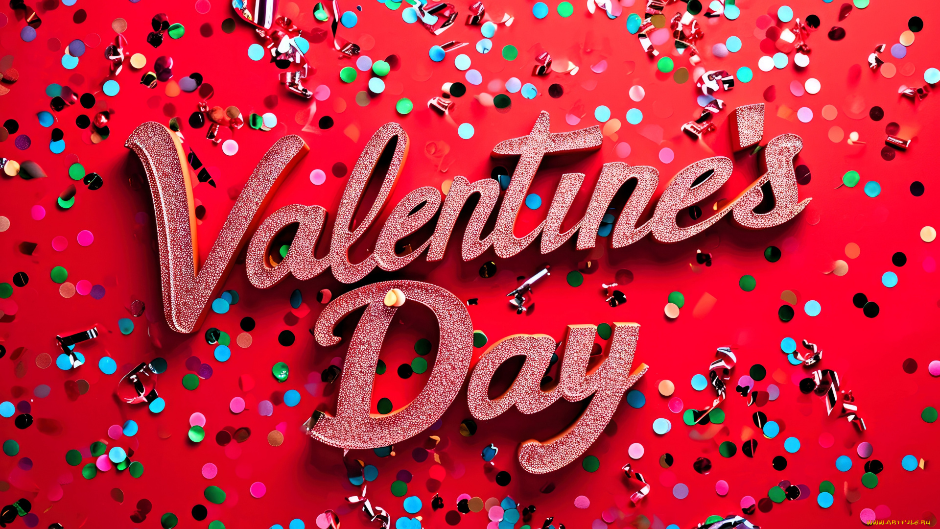 праздничные, день, святого, валентина, , сердечки, , любовь, надпись, серпантин