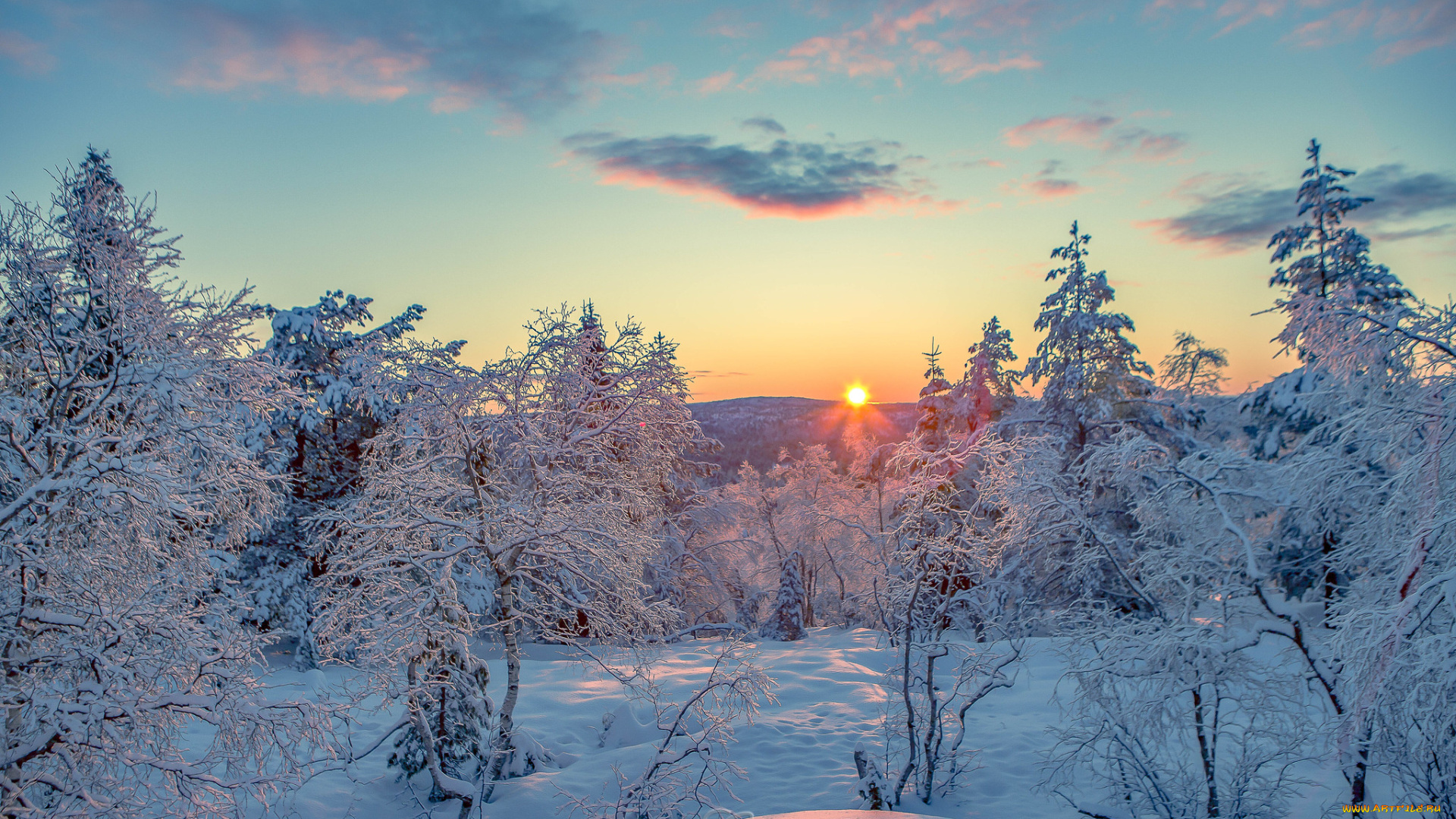 природа, восходы, закаты, зима, снег