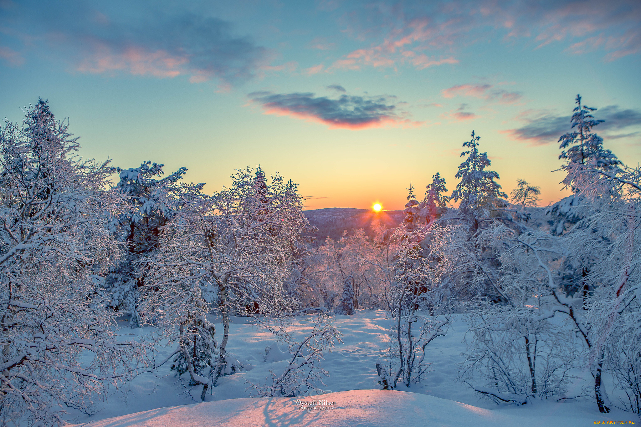 природа, восходы, закаты, зима, снег