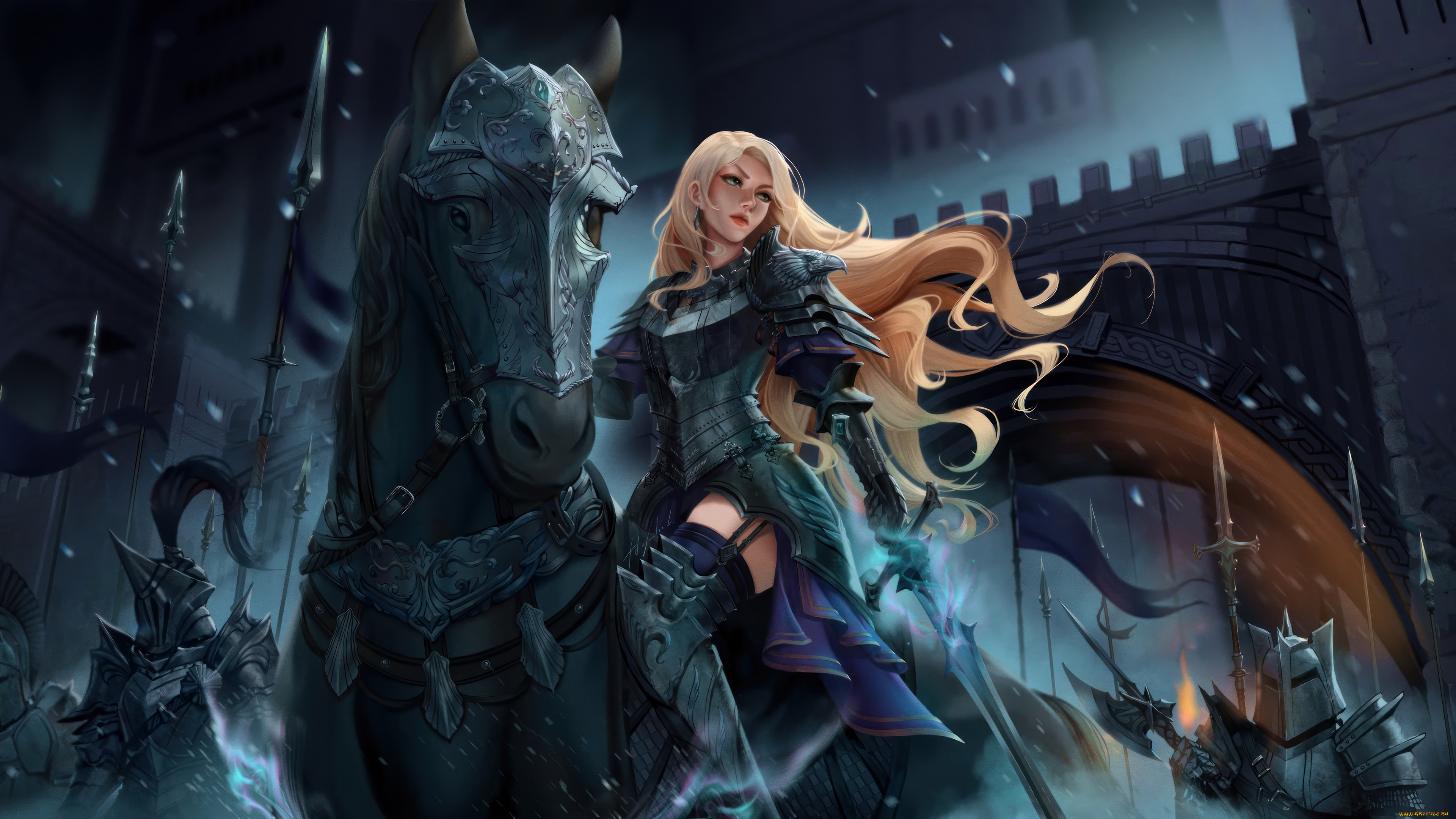 фэнтези, девушки, девушка, рыцарь, меч, доспехи, воин