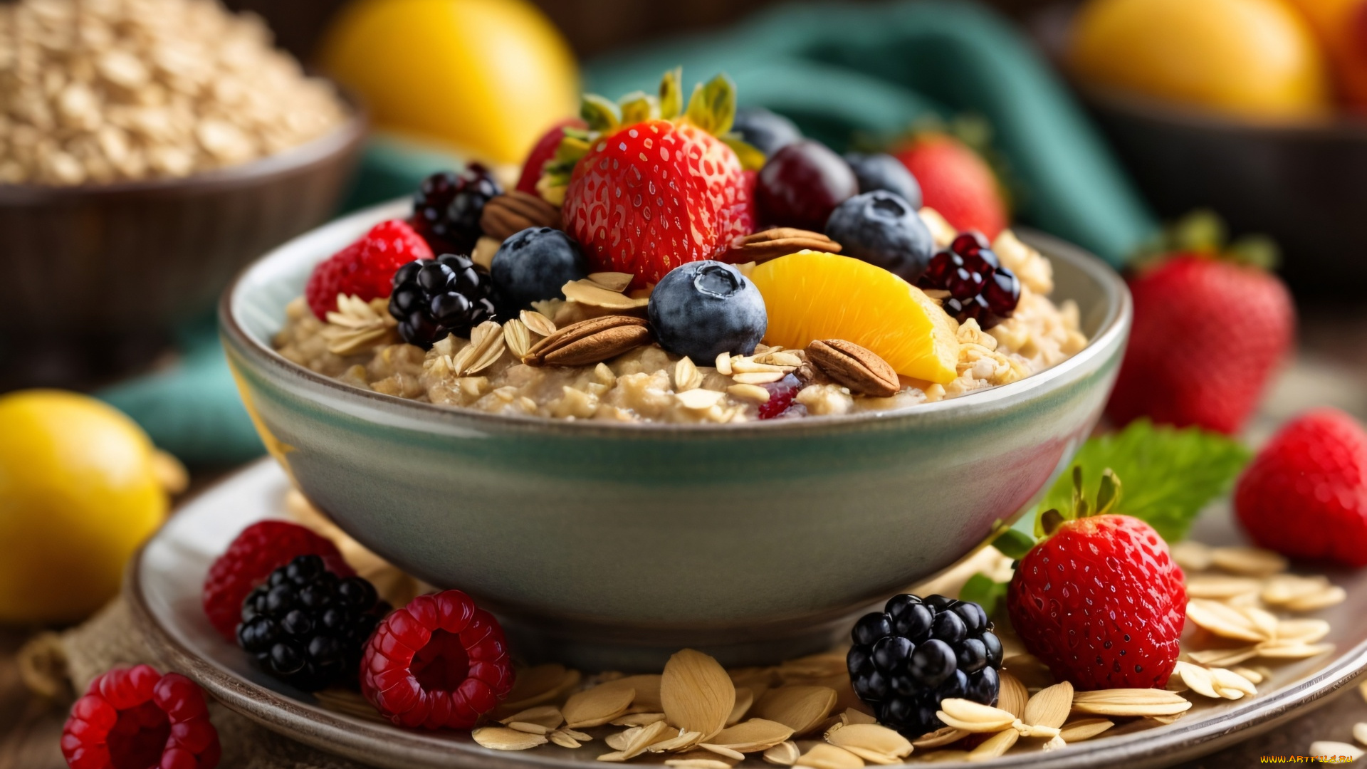 3д, графика, еда-, food, овсянка