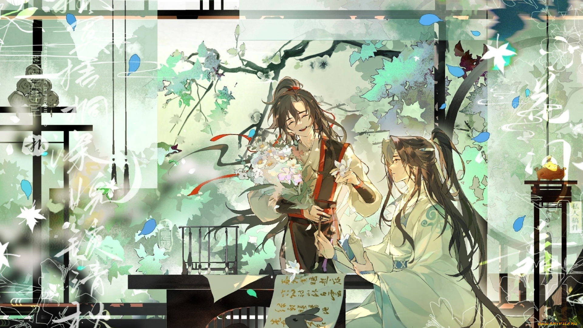 аниме, mo, dao, zu, shi, вэй, усянь, лань, ванцзы, кролики, стол