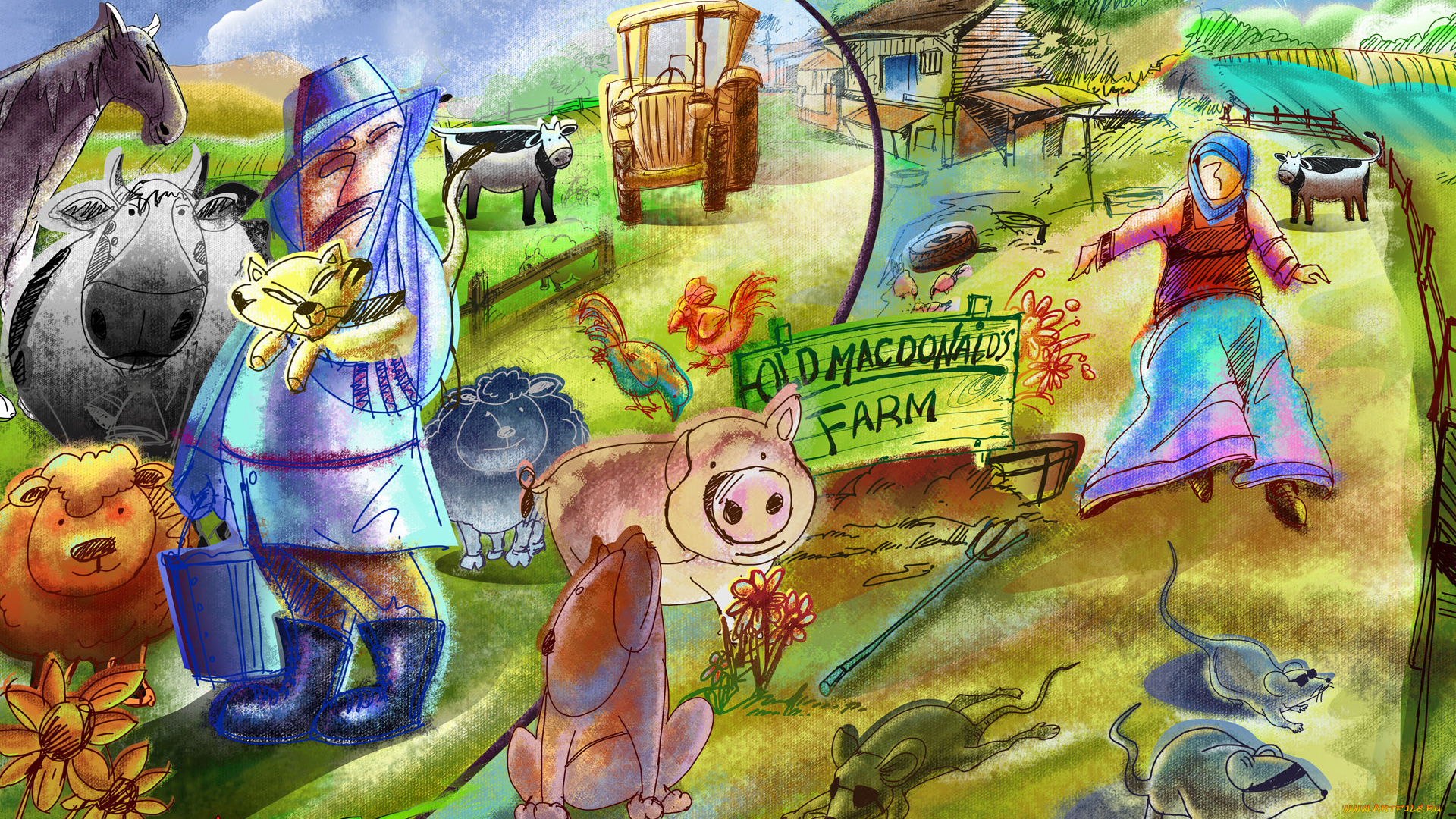 рисованные, люди