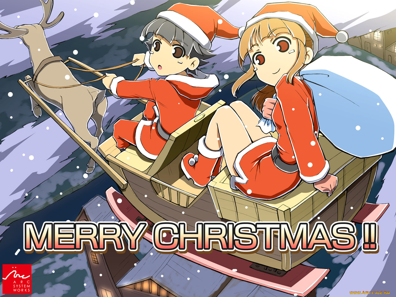 аниме, merry, chrismas, winter