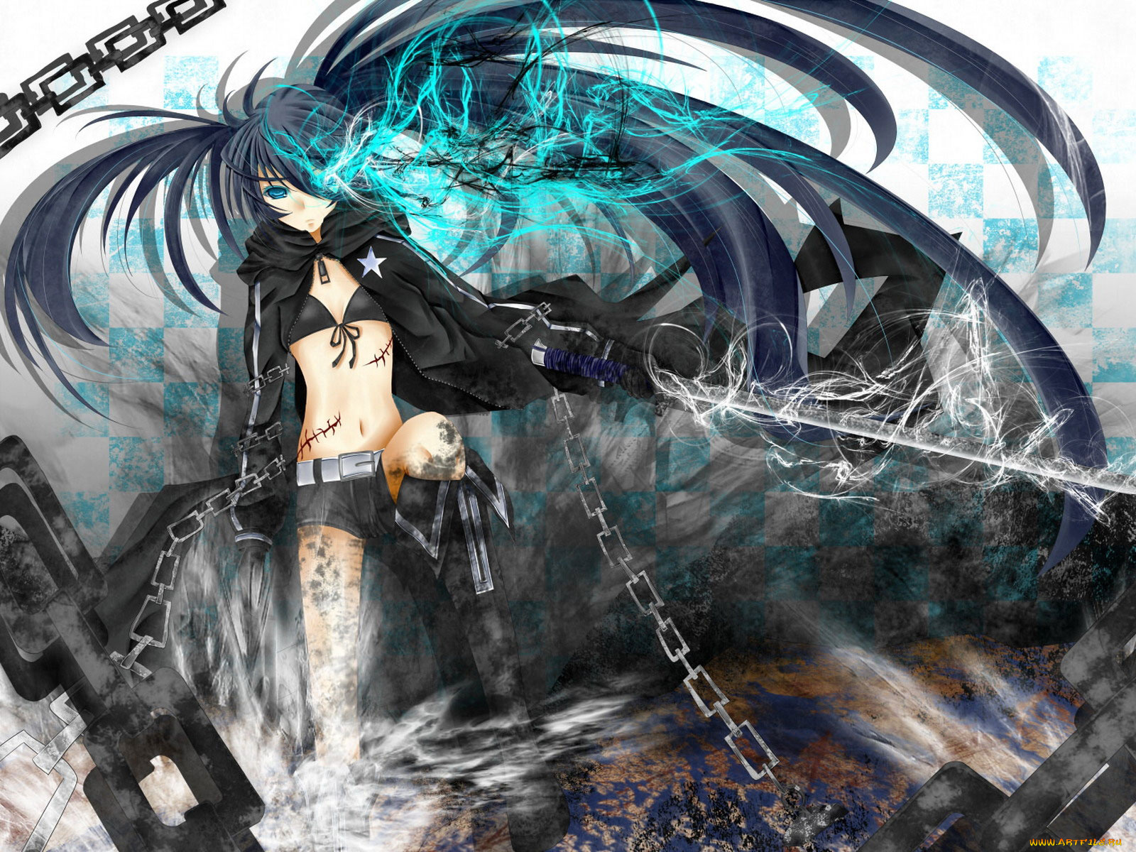 аниме, black, rock, shooter